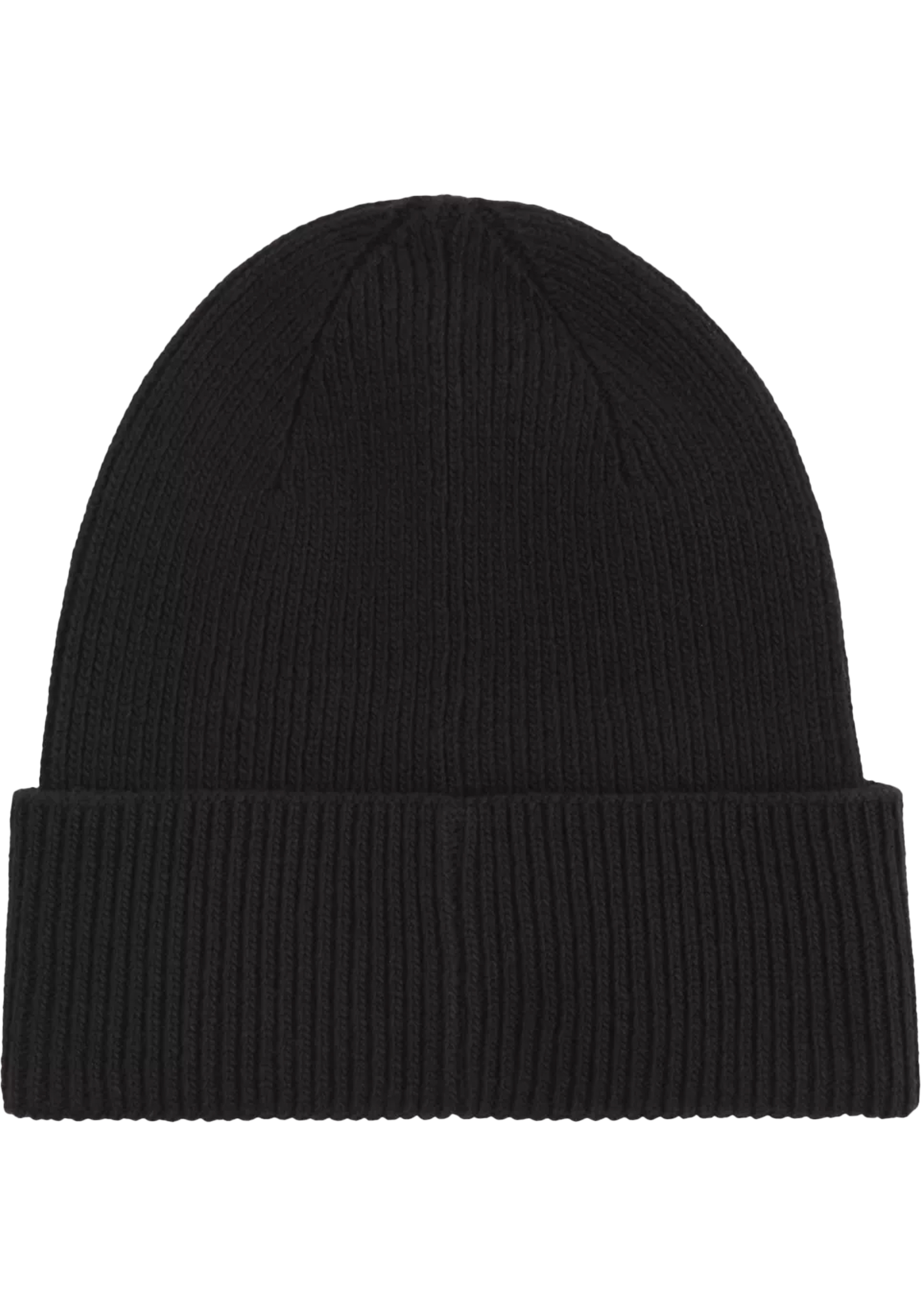 Calvin Klein muts, cotton/wool fine rib beanie, zwart