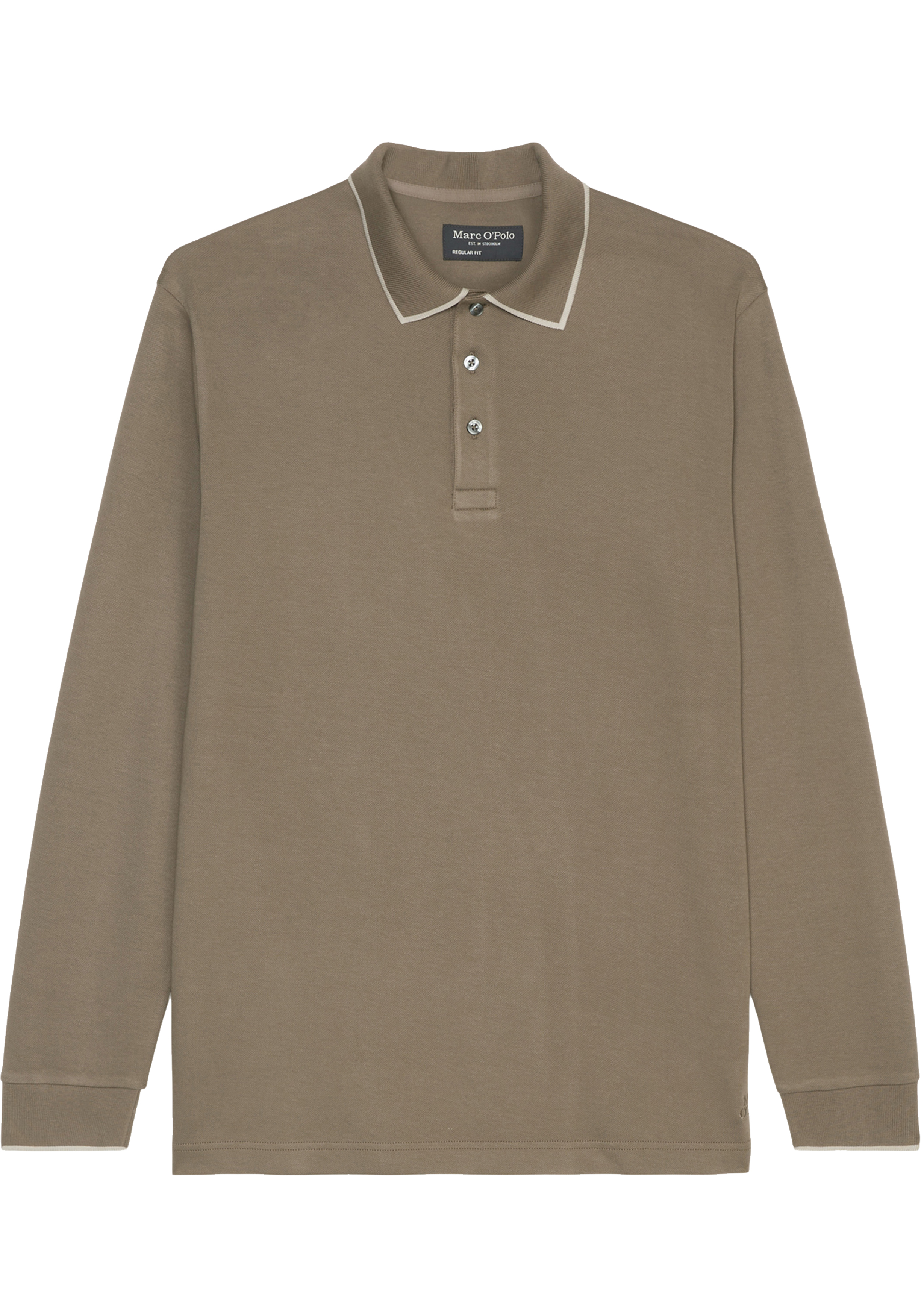 Marc O'Polo regular fit polo, heren poloshirt lange mouw, grijs