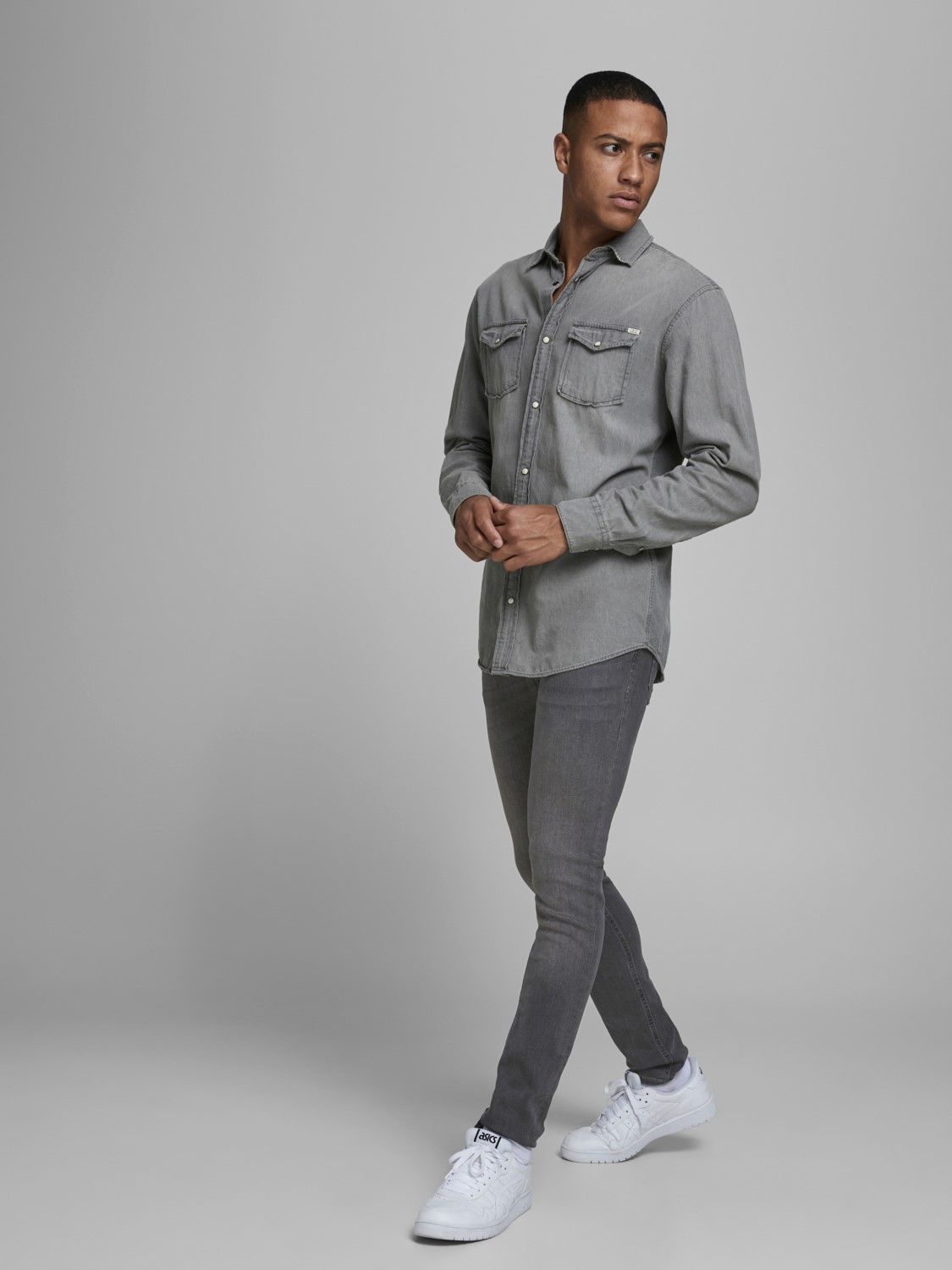 JACK & JONES Liam Original loose fit, heren jeans, grijs denim