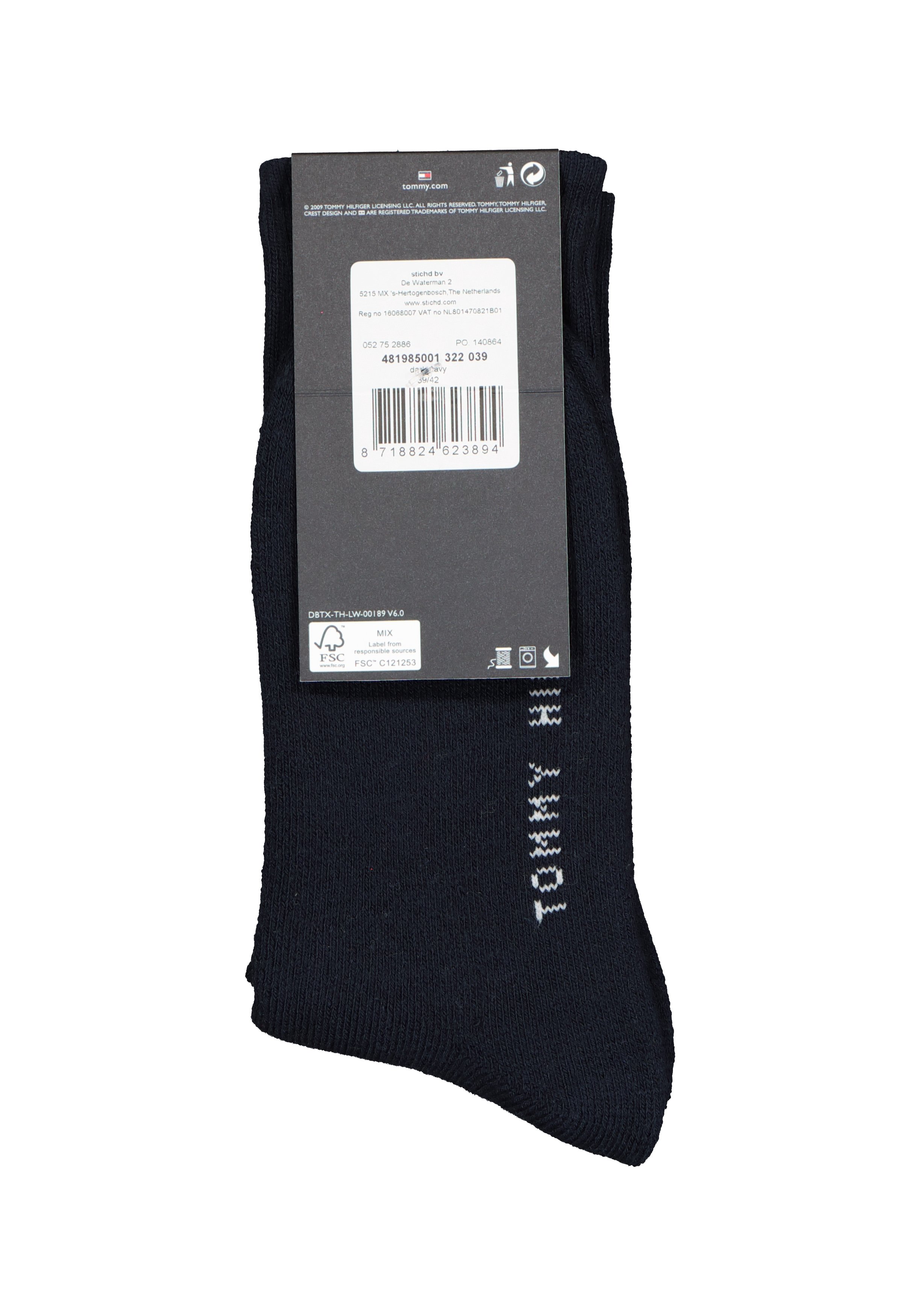 Tommy Hilfiger Flag Socks (1-pack), unisex sportsokken katoen, donkerblauw