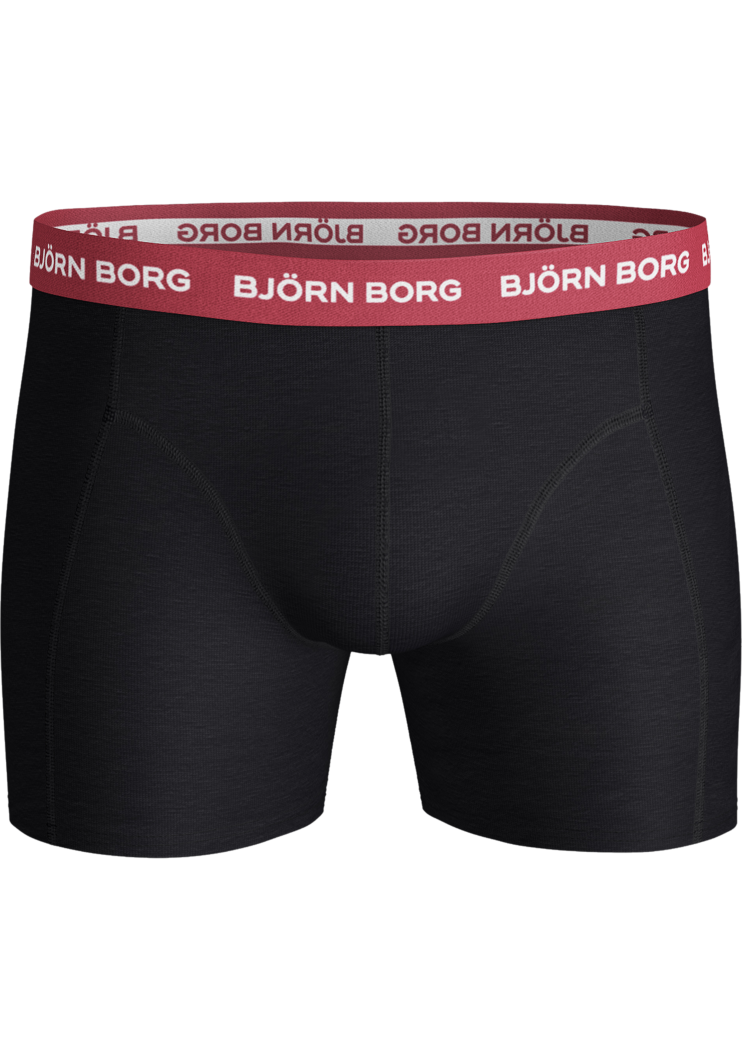 Bjorn Borg boxershorts Essential (3-pack), heren boxers normale lengte, zwart met gekleurde tailleband