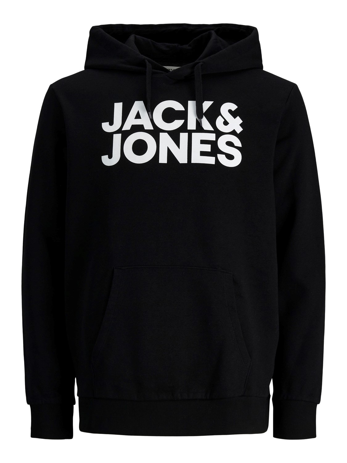 JACK & JONES Corp logo sweat hood regular fit, heren hoodie katoenmengsel met capuchon, zwart grote print