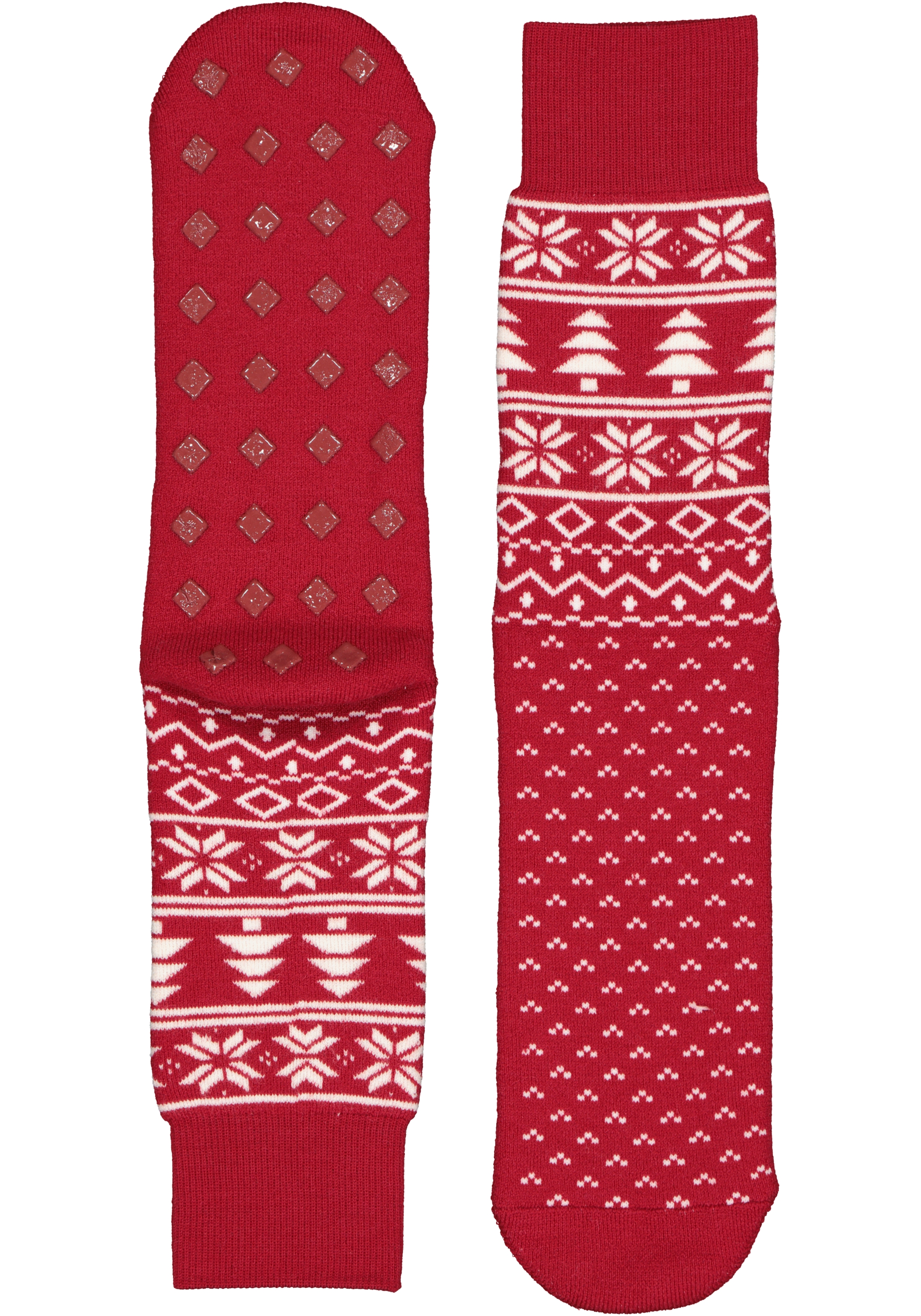 Burlington Homepads Fair Isle, huissokken winter, donkerrood met wit