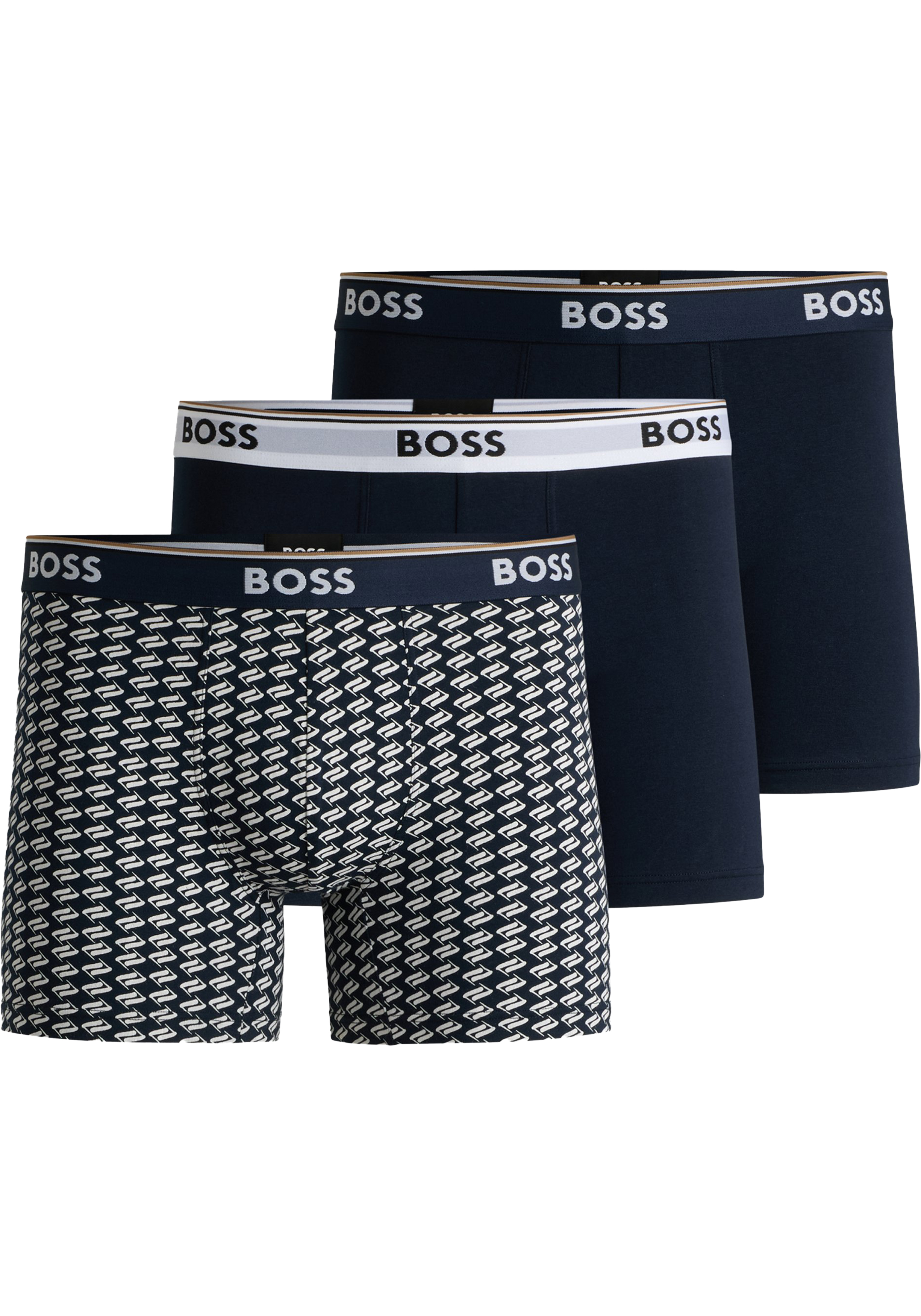 HUGO BOSS Power boxer briefs (3-pack), heren boxers normale lengte, blauw, blauw dessin