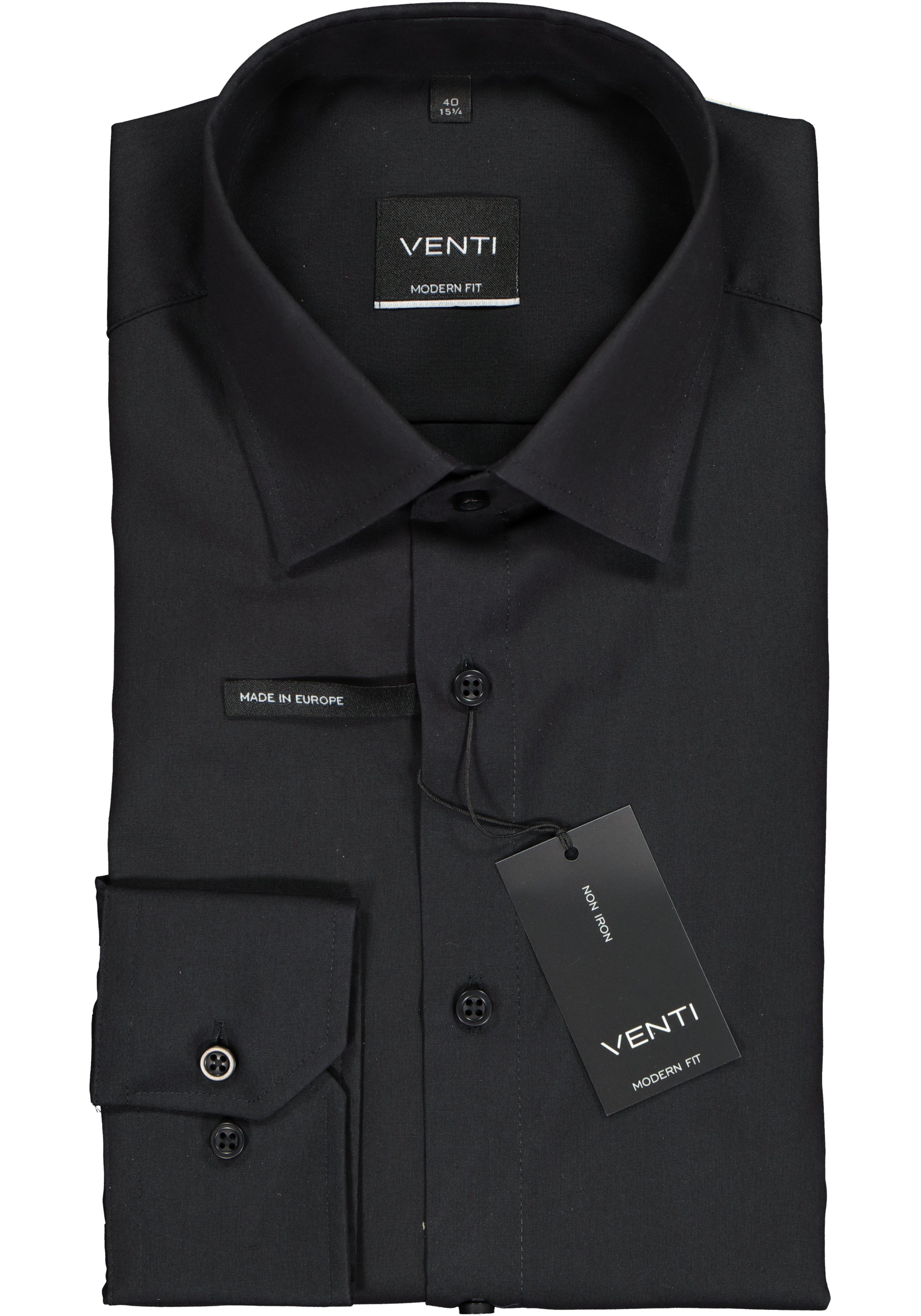 VENTI modern fit overhemd, zwart