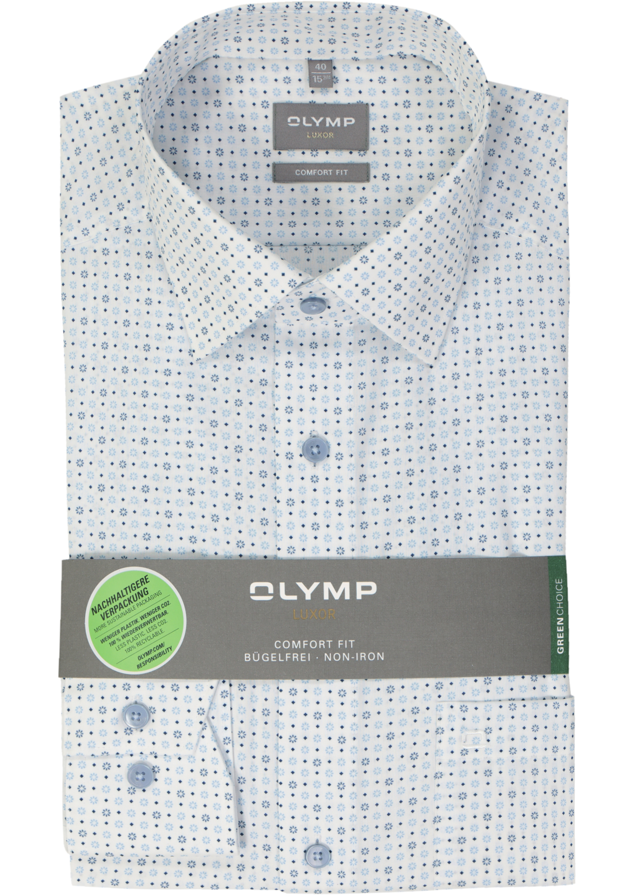 OLYMP comfort fit overhemd, popeline, wit dessin