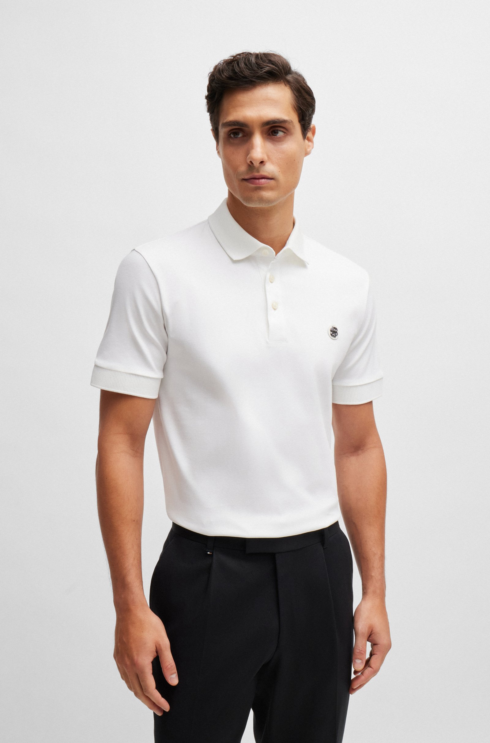 BOSS Parris regular fit heren polo, pique, wit