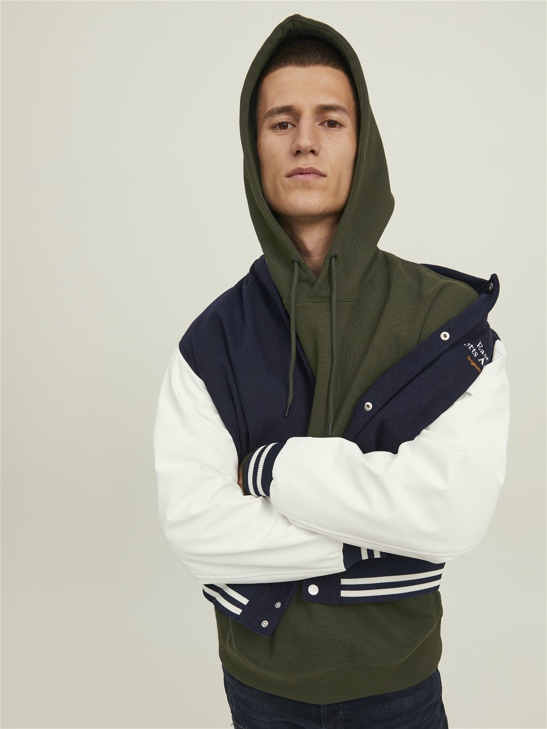 JACK & JONES Star basic sweat hood regular fit, heren hoodie katoenmengsel met capuchon, donker olijfgroen