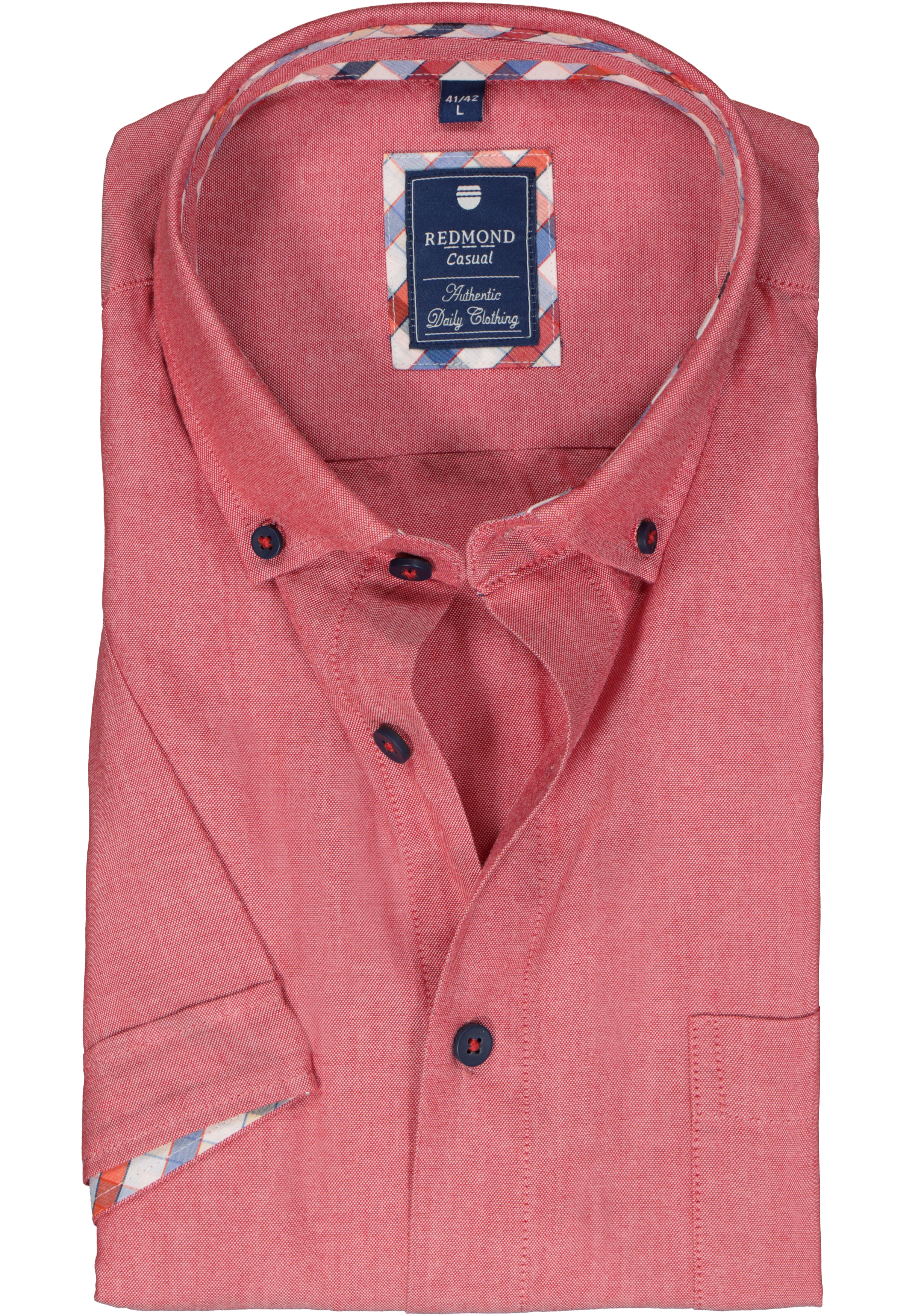 Redmond regular fit overhemd, korte mouw, Oxford, rood