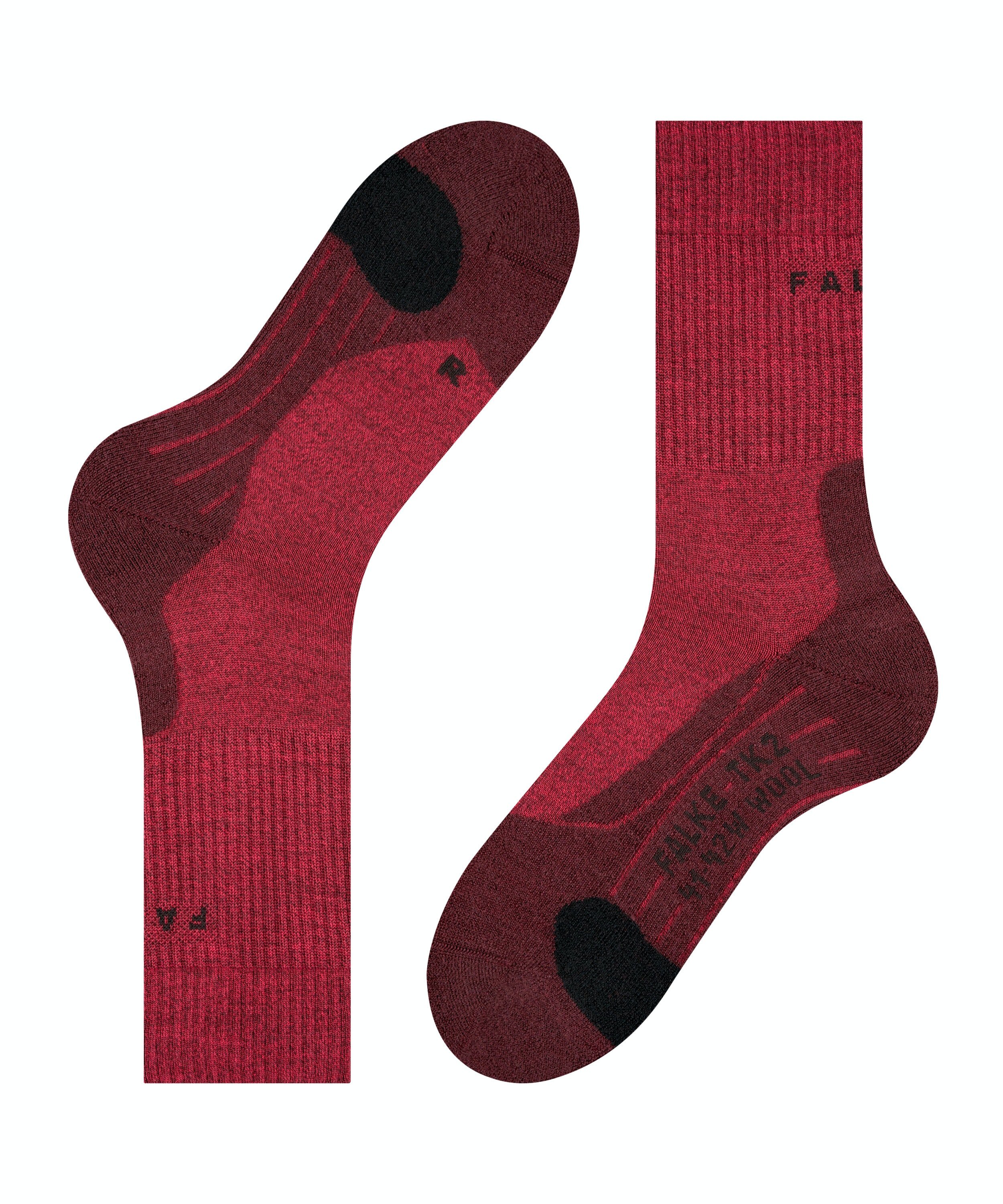 FALKE TK2 Explore Wool dames trekking sokken, rood (scarlet)