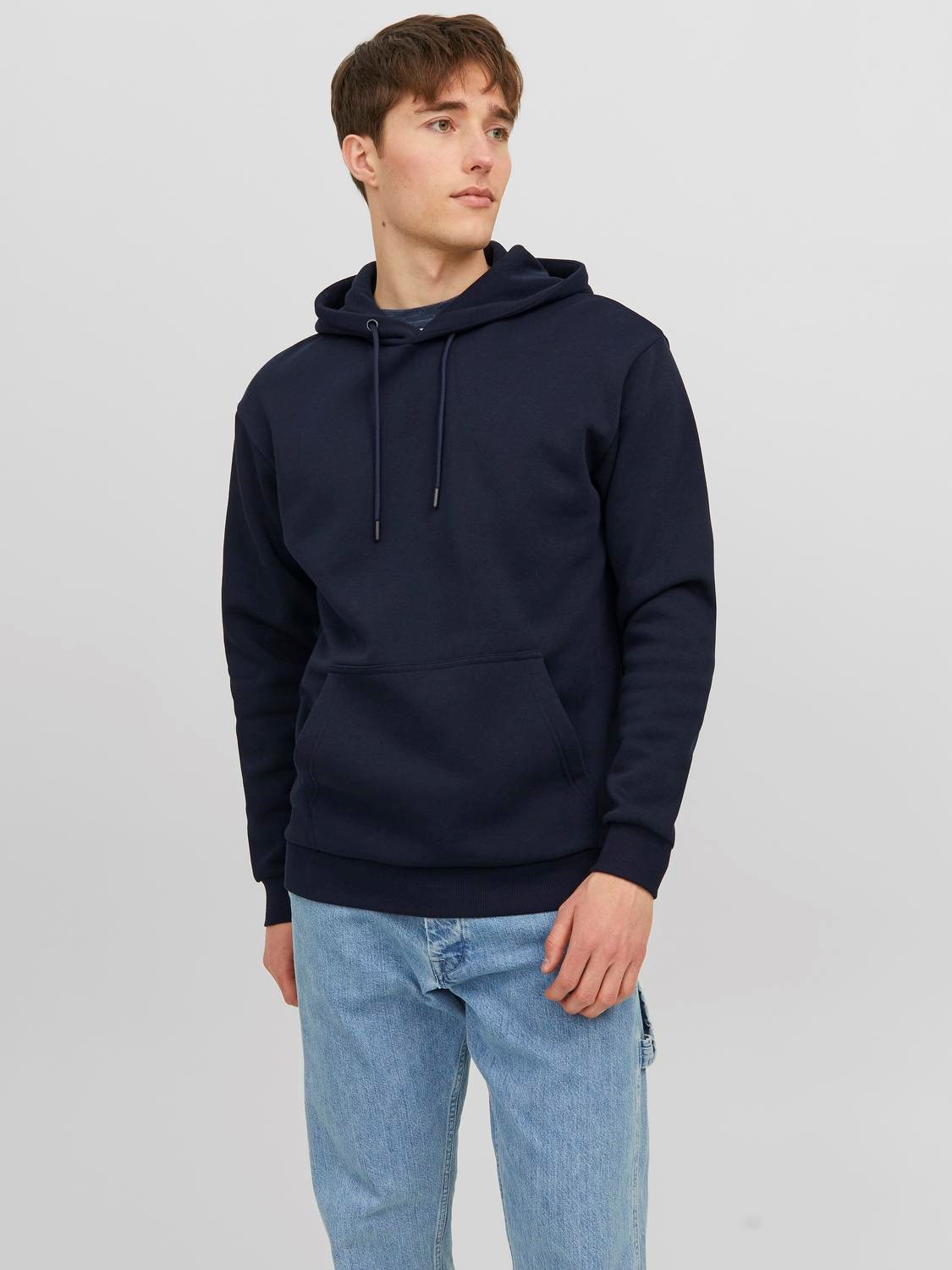 JACK & JONES Bradley sweat hood regular fit, heren hoodie katoenmengsel met capuchon, blauw