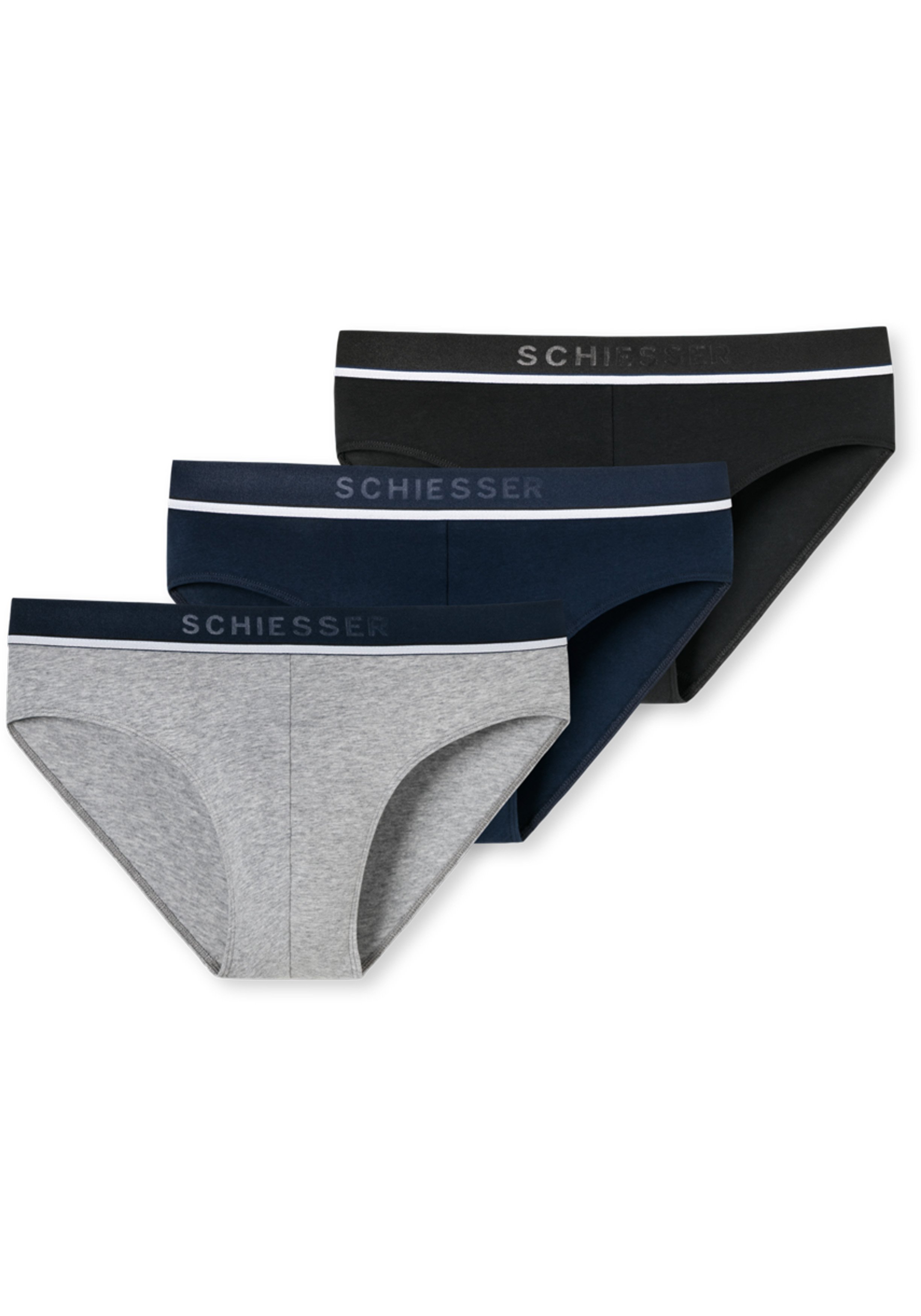 SCHIESSER 95/5 rioslips (3-pack), zwart, blauw en grijs