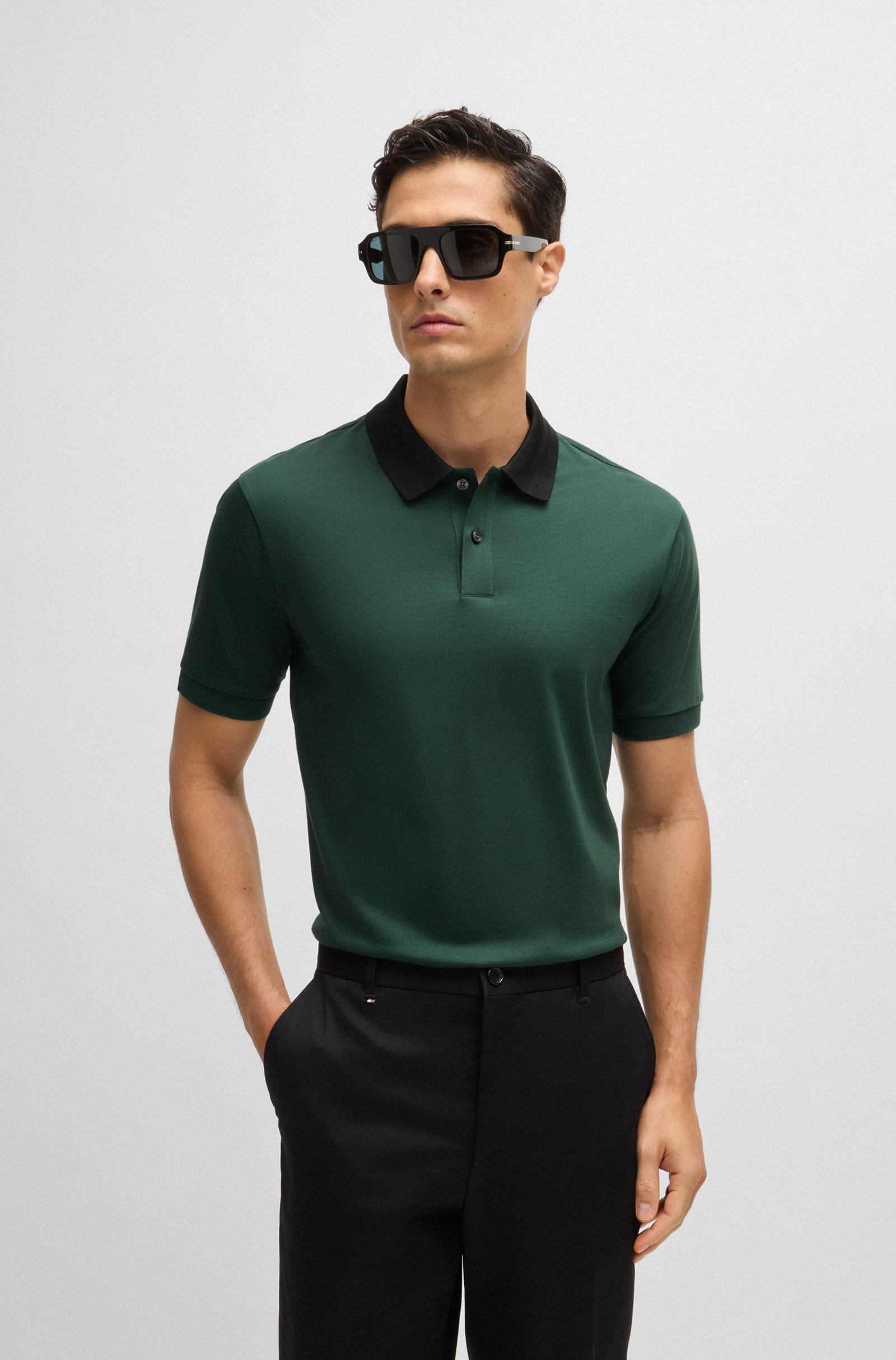 BOSS Phillipson slim fit heren polo, pique, groen