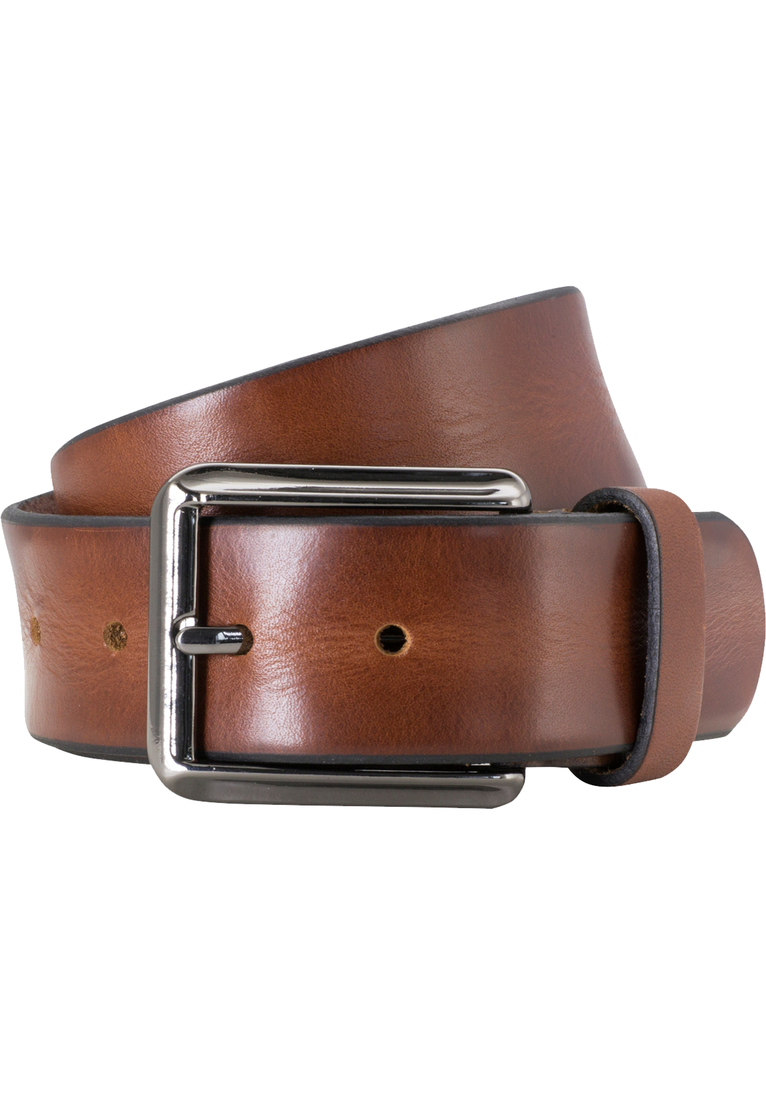 LINDENMANN leren heren riem, cognac