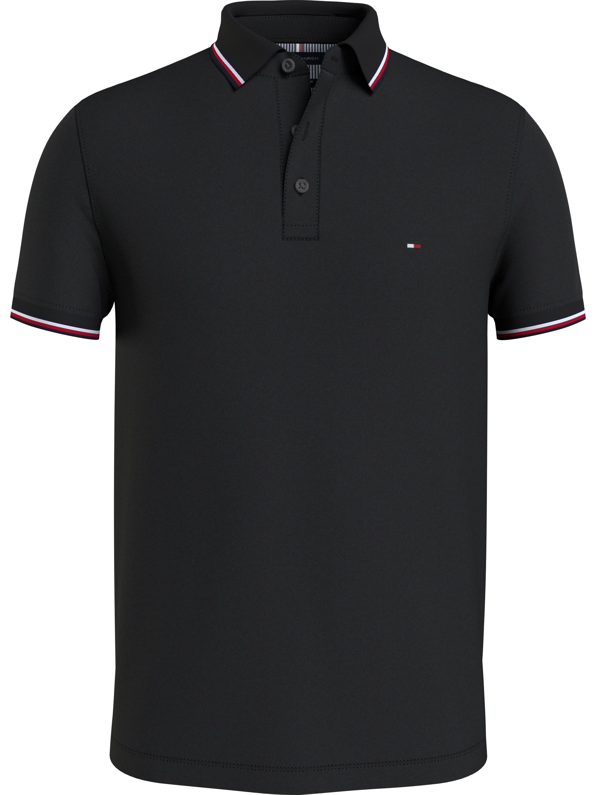 Tommy Hilfiger 1985 Rwb Tipped Slim Polo, heren poloshirt, zwart