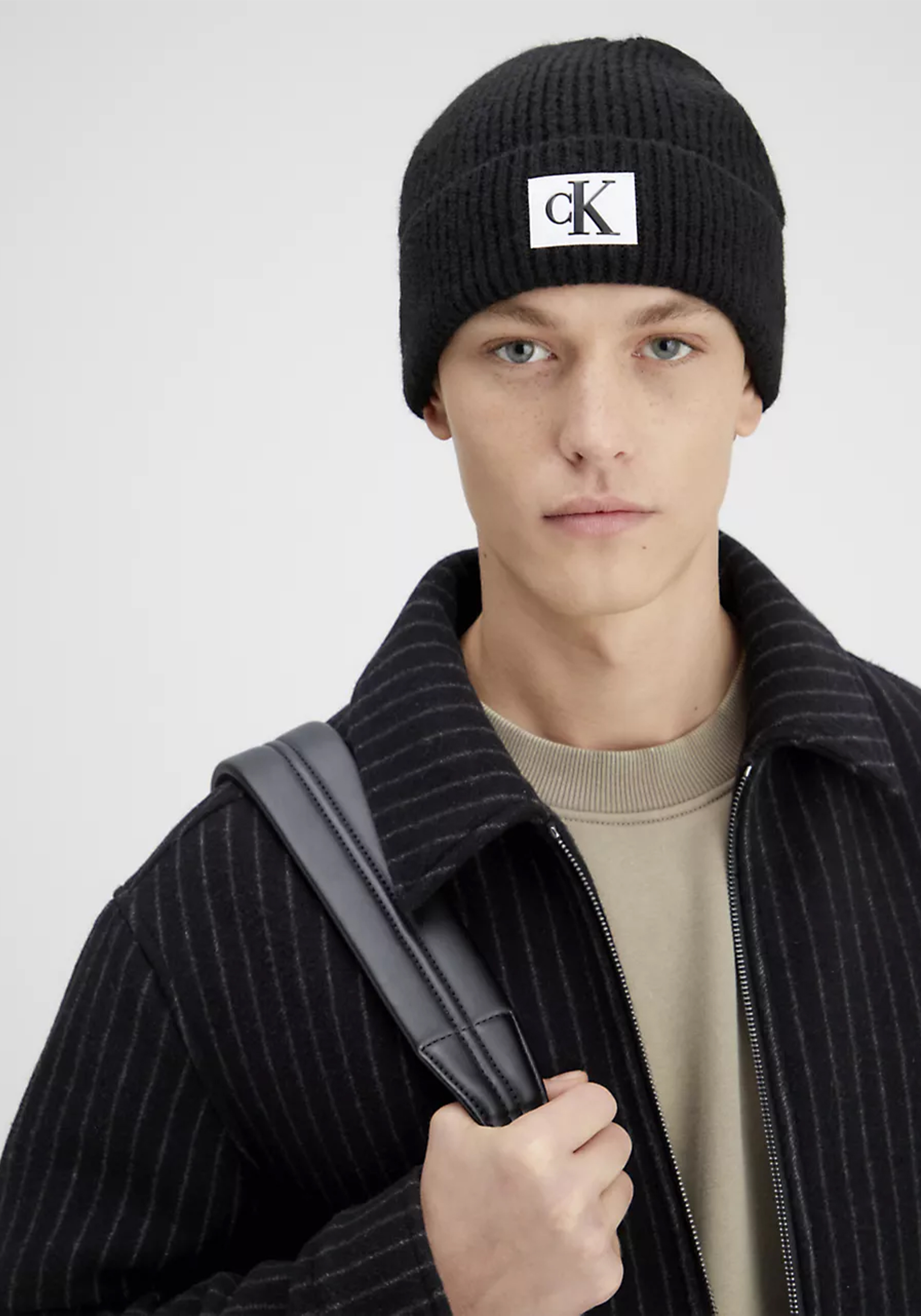 Calvin Klein muts, patch beanie, zwart