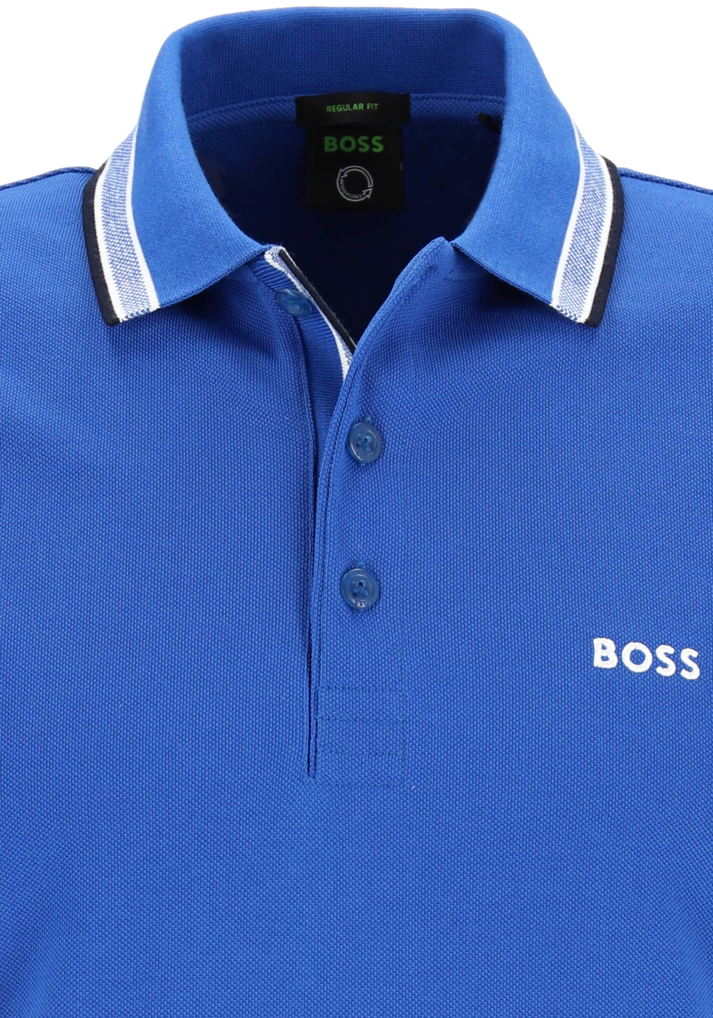 HUGO BOSS Paddy regular fit polo, heren polo korte mouw, blauw (contrast)