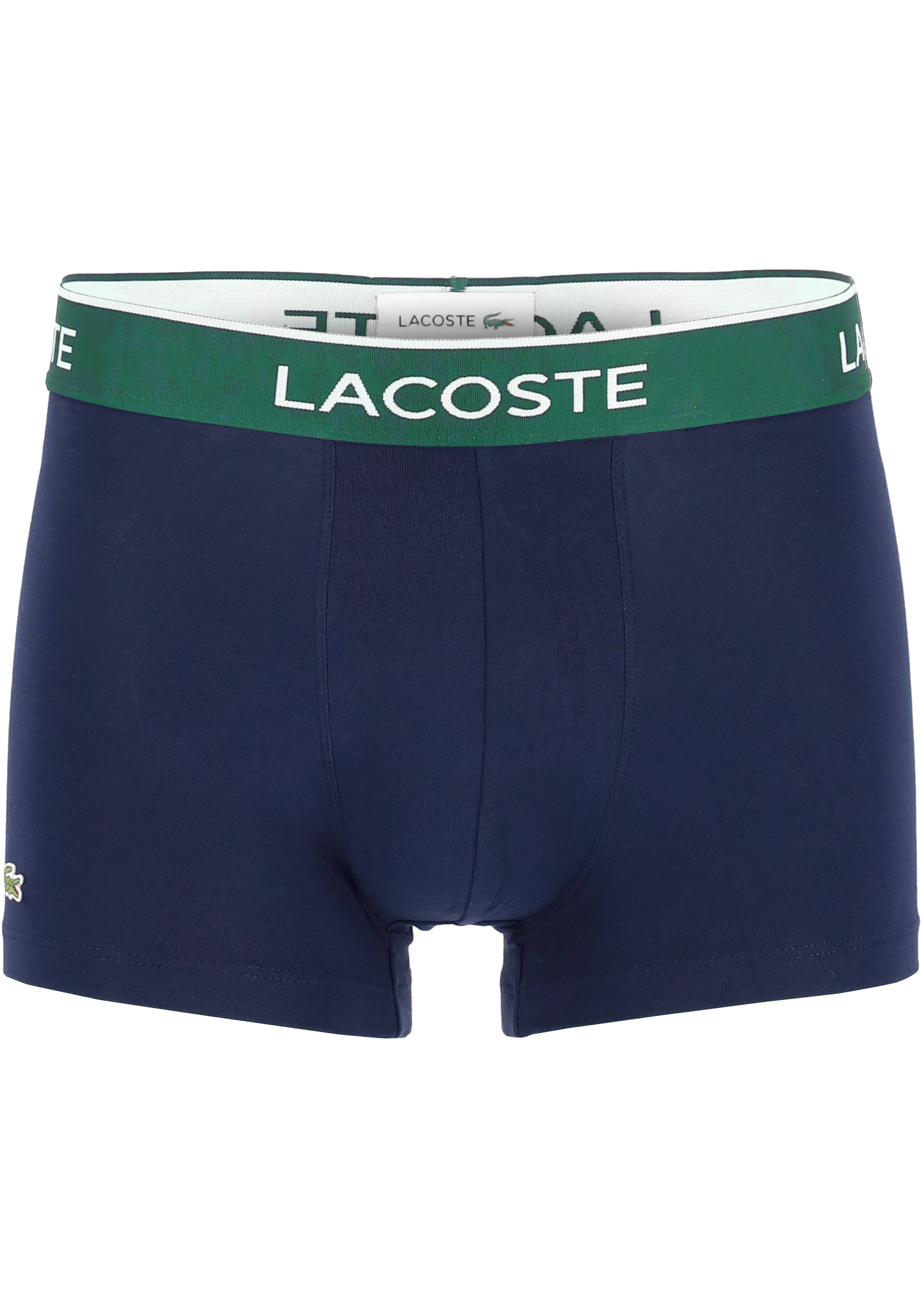 Lacoste Boxer Trunks (3-pack), heren boxers kort, blauw met gekleurde tailleband