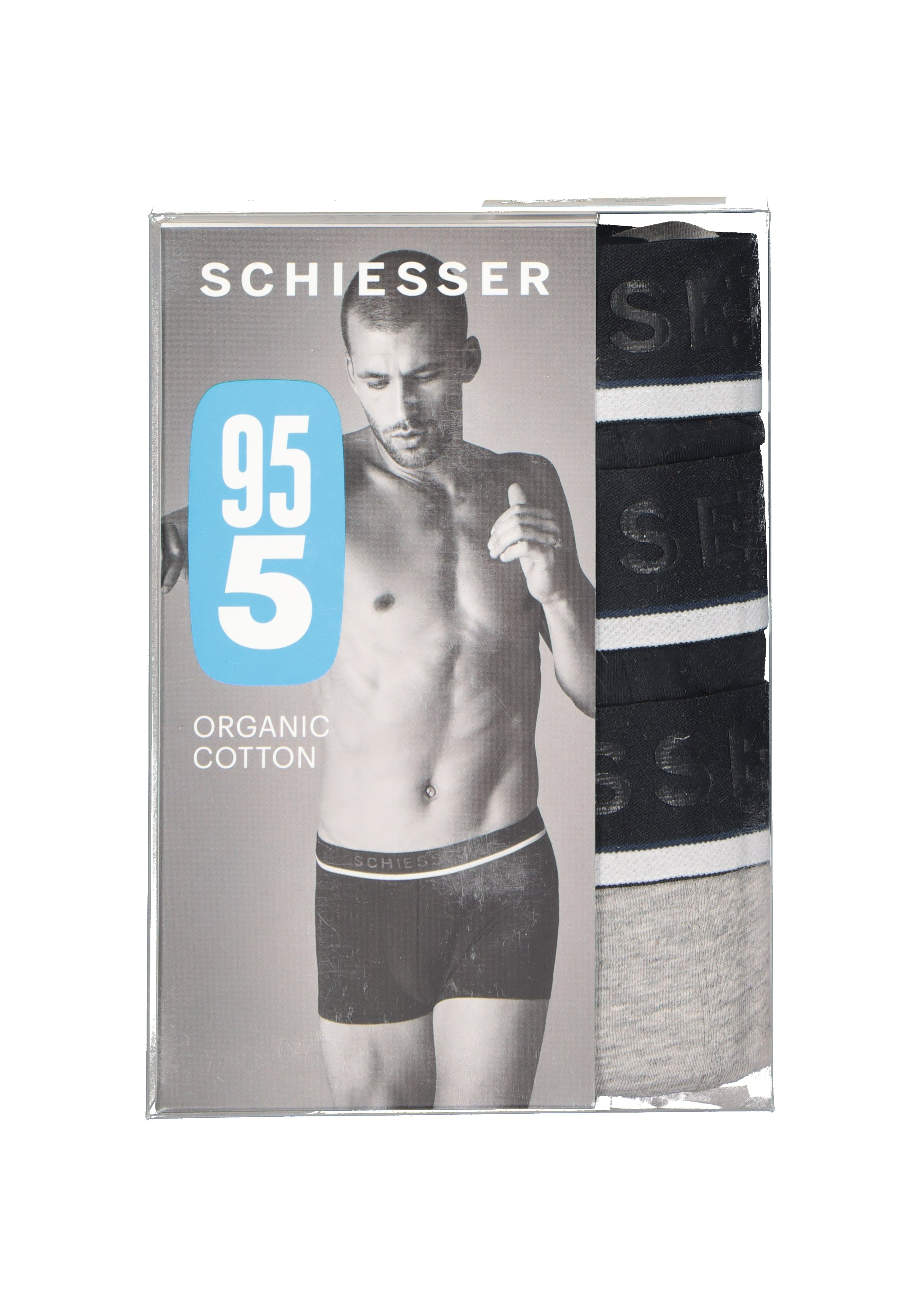 SCHIESSER 95/5 shorts (3-pack), zwart, zwart en grijs