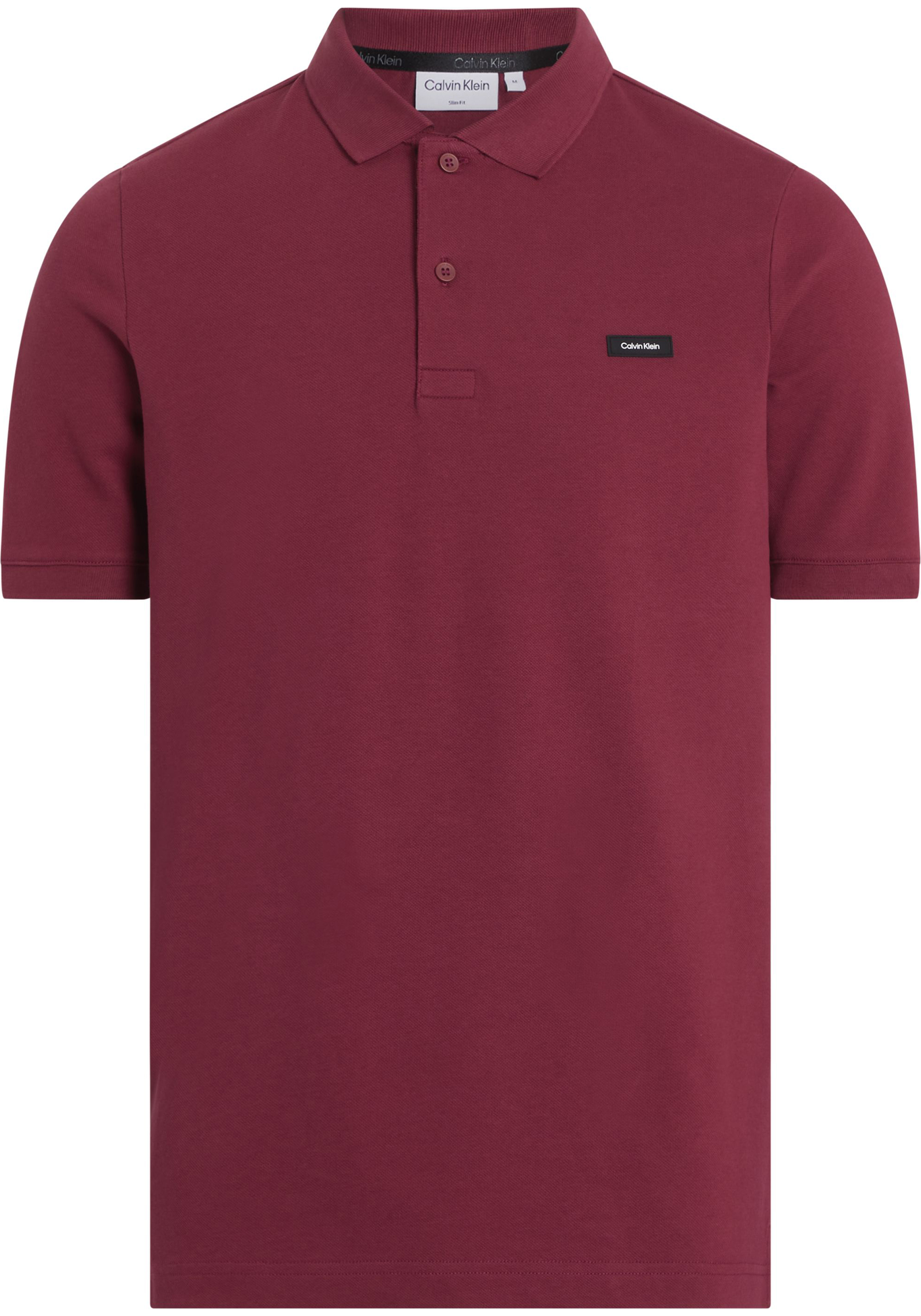 Calvin Klein Stretch Pique Slim Polo, heren poloshirt, donkerrood