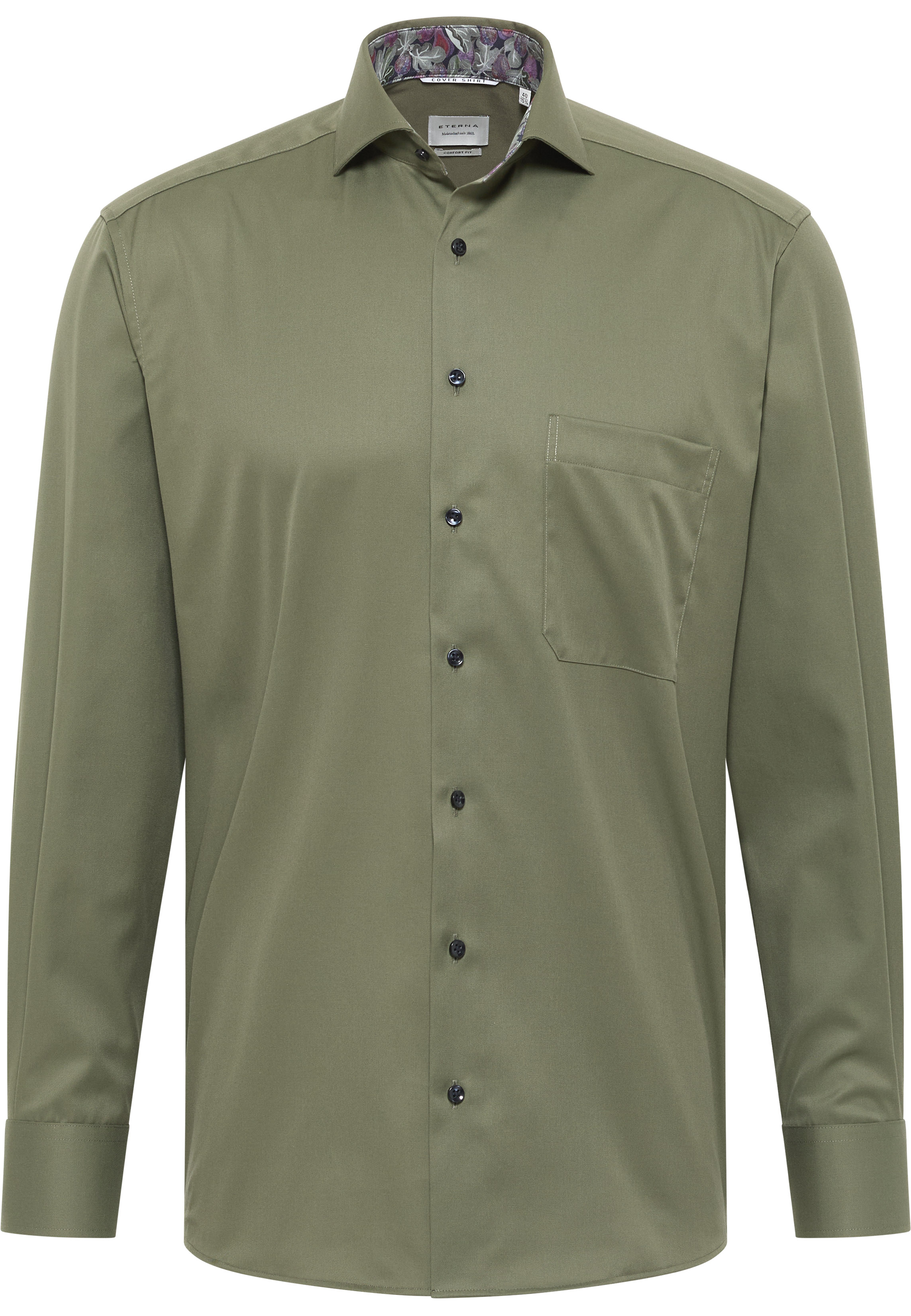 ETERNA comfort fit overhemd, twill, groen (contrast)