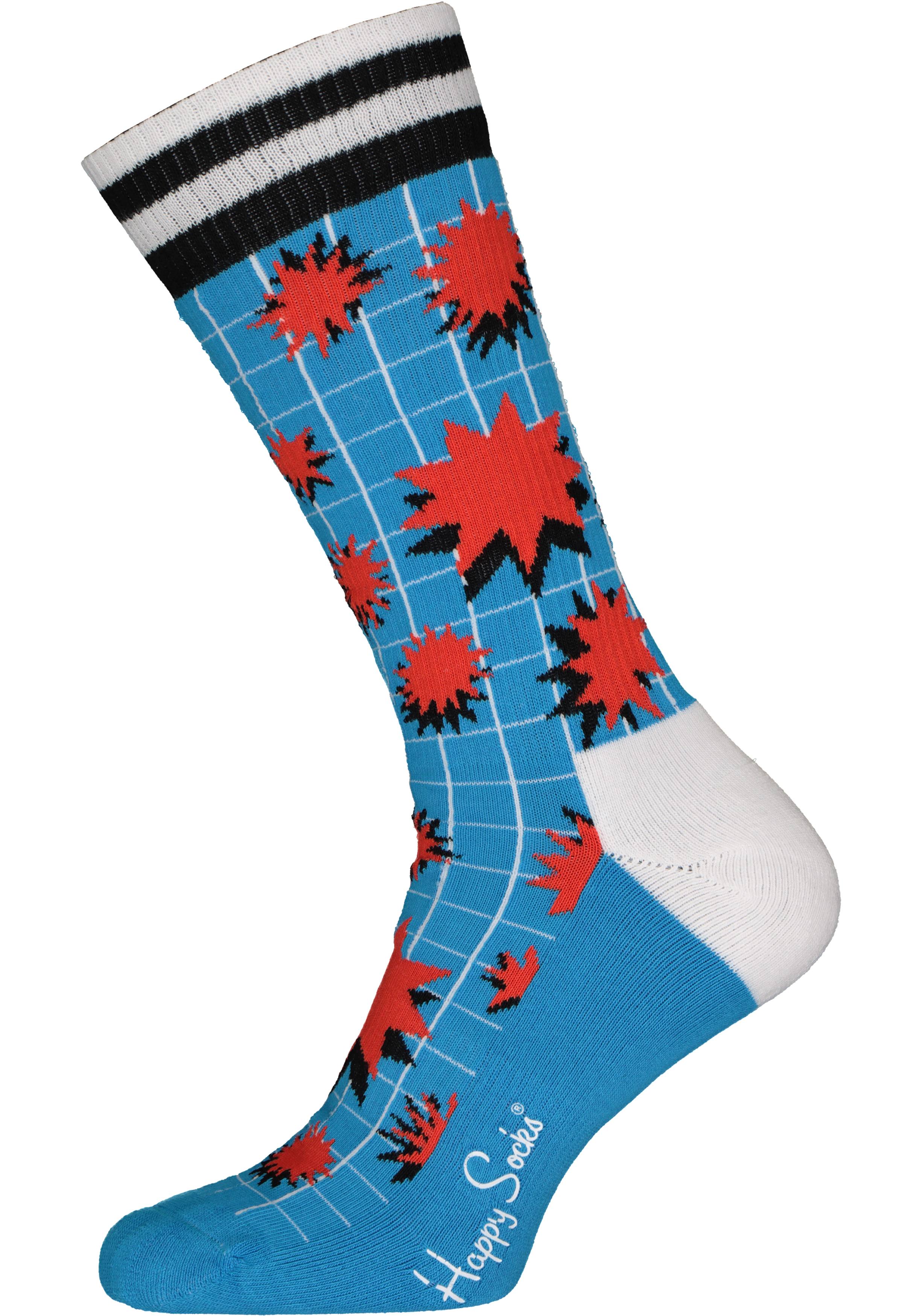 Happy Socks Explosion Crew Sock, explosief blauw