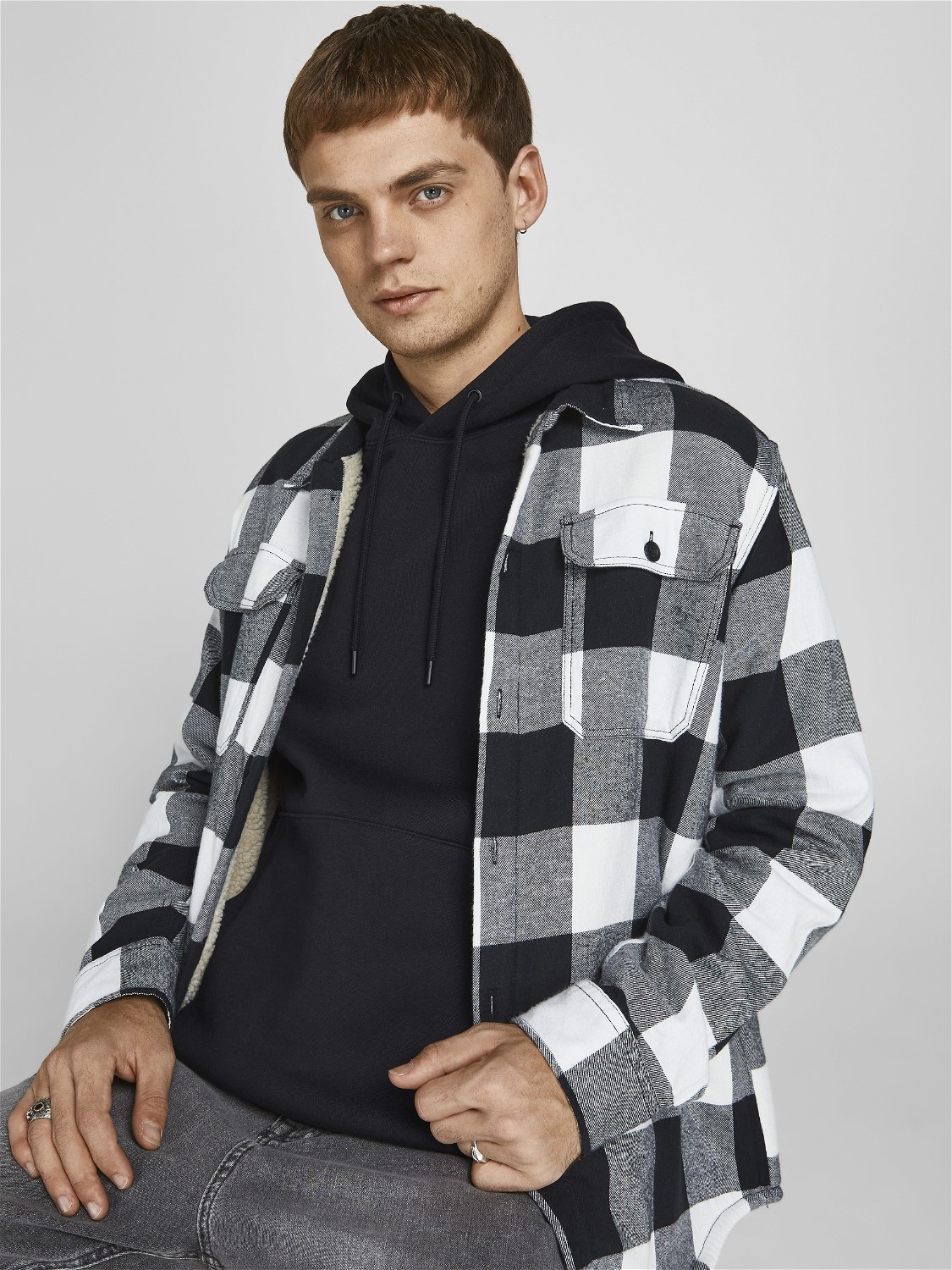 JACK & JONES Star basic sweat hood regular fit, heren hoodie katoenmengsel met capuchon, zwart