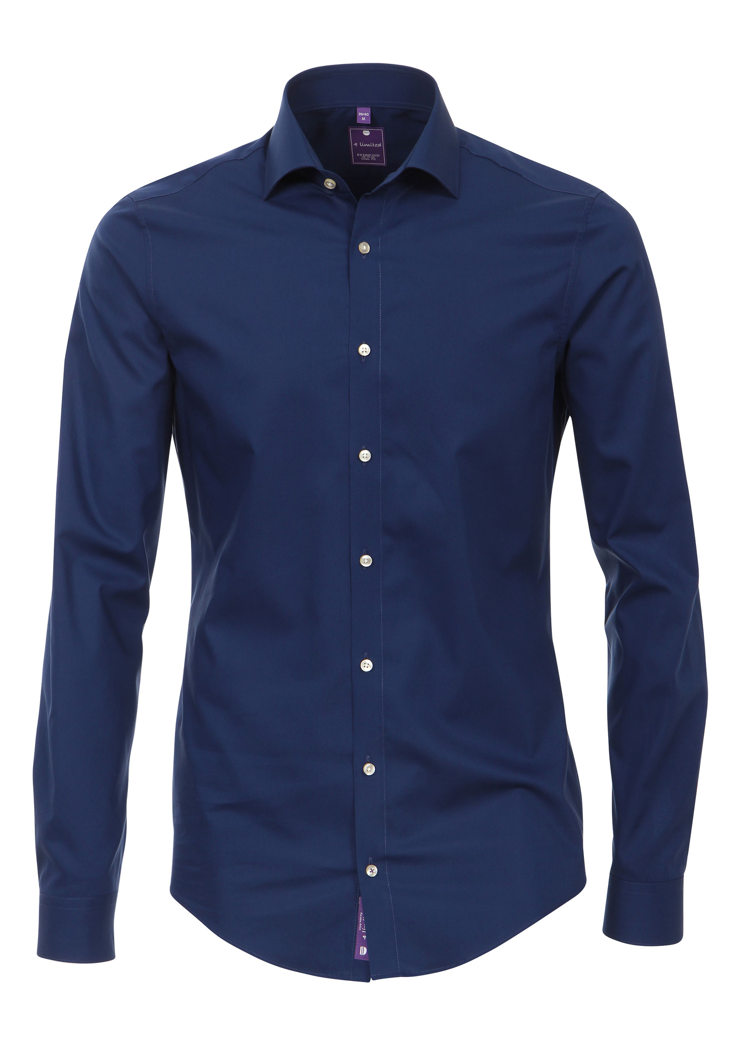 Redmond slim fit overhemd, marine blauw