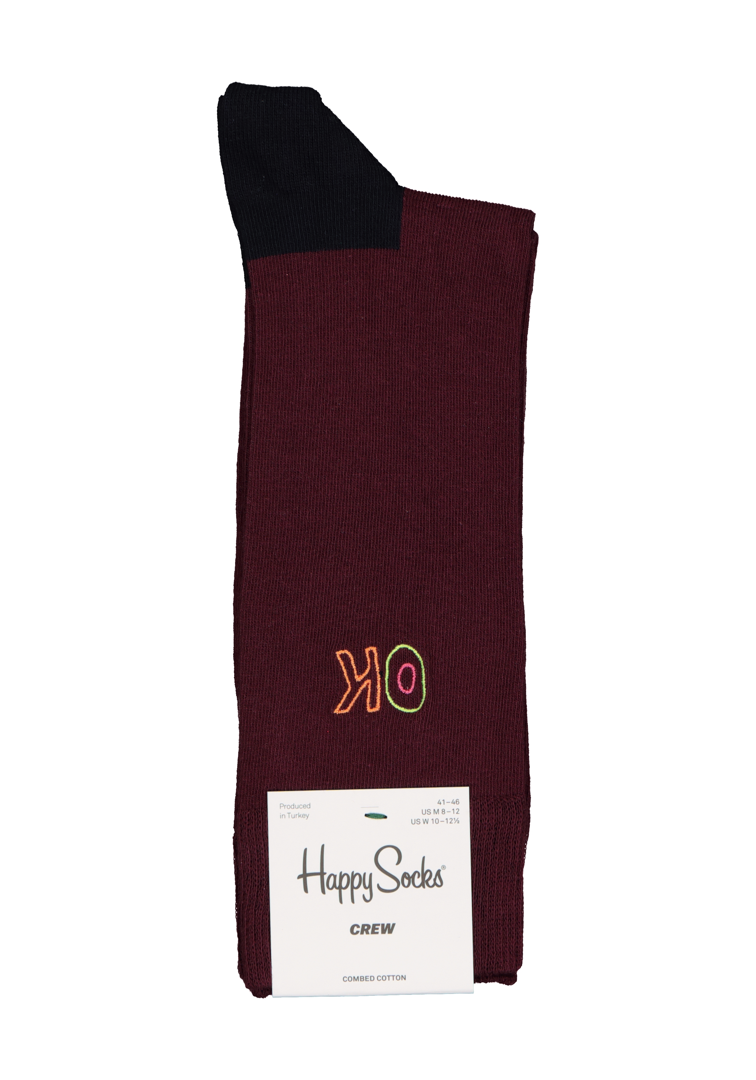 Happy Socks Embroidery Ok Sock, unisex sokken, bordeaux is OK