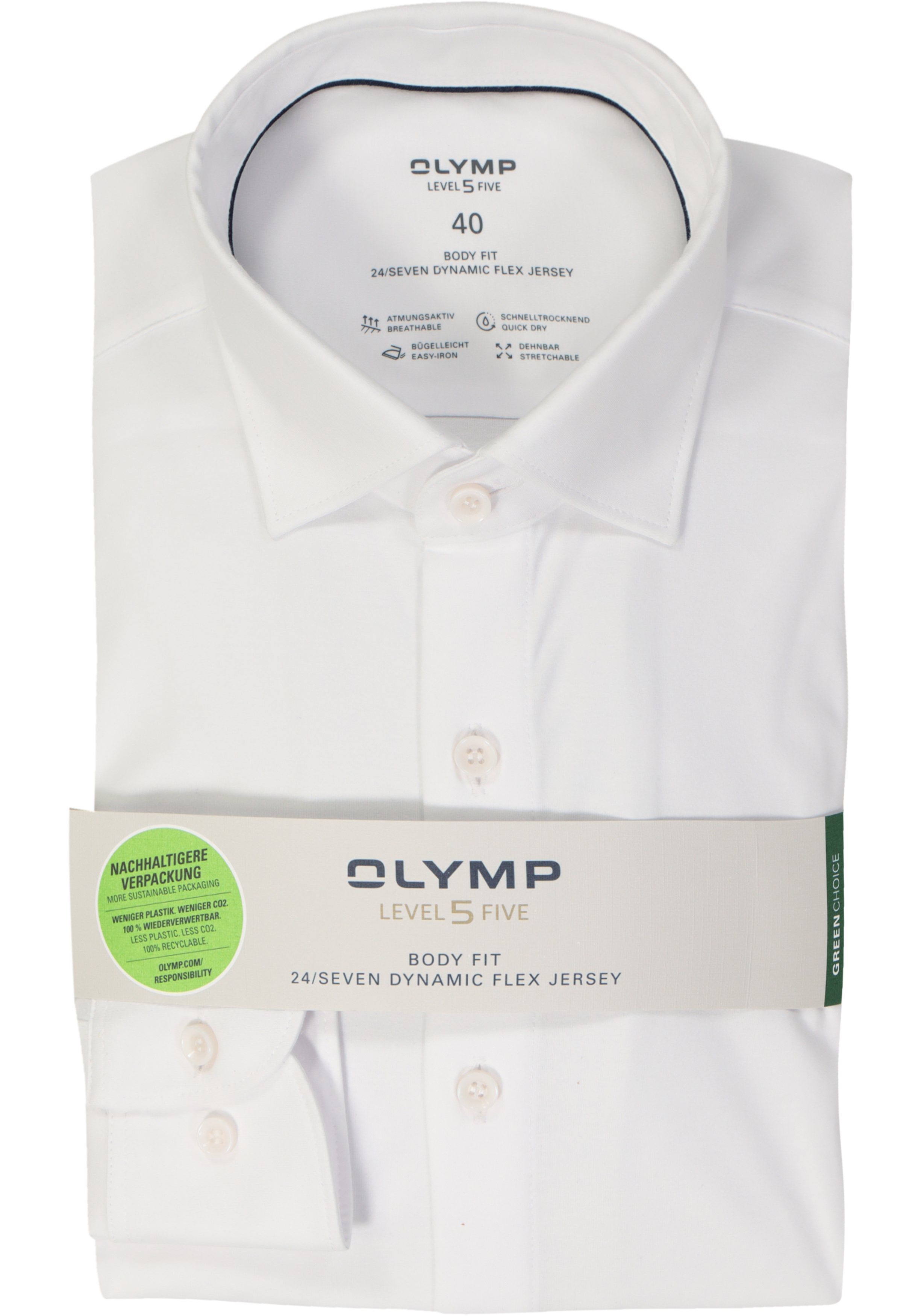 OLYMP Level 5 24/Seven body fit overhemd, wit tricot