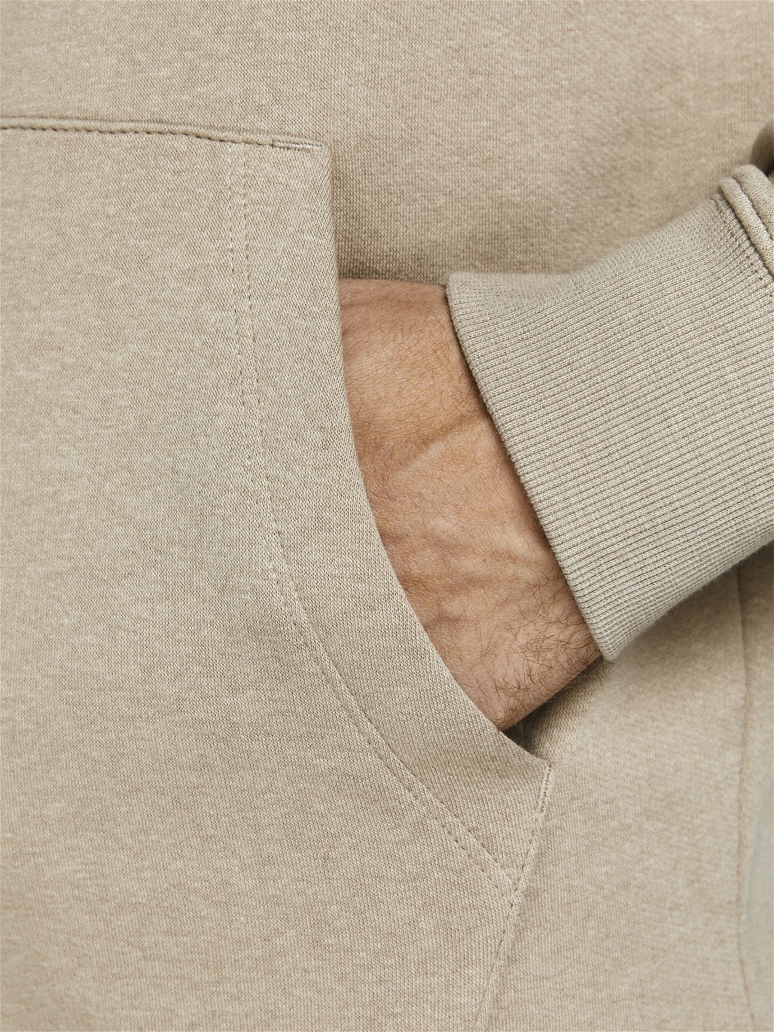 JACK & JONES Star basic sweat hood regular fit, heren hoodie katoenmengsel met capuchon, beige