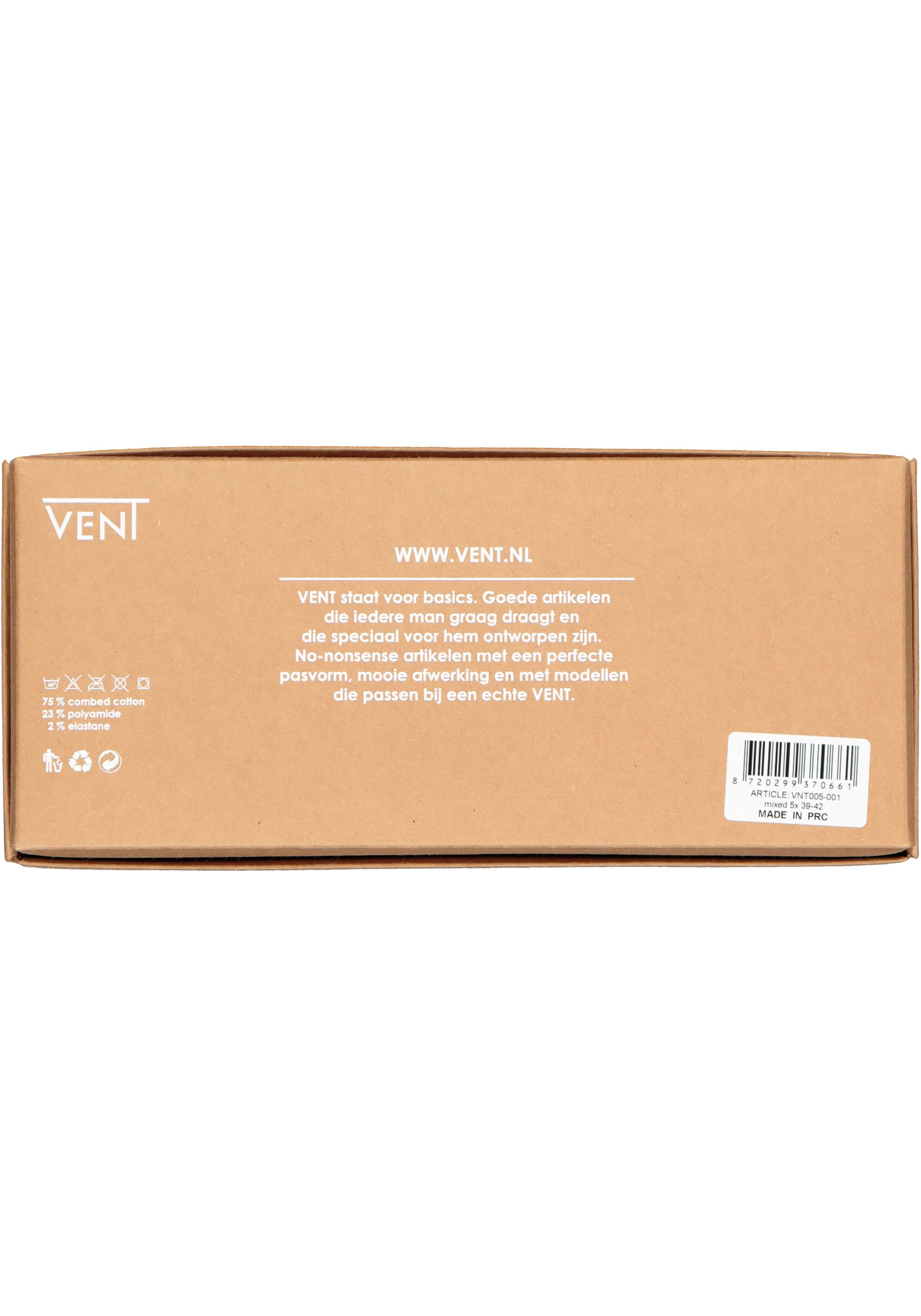 VENT herensokken katoen (5-pack), gemengd