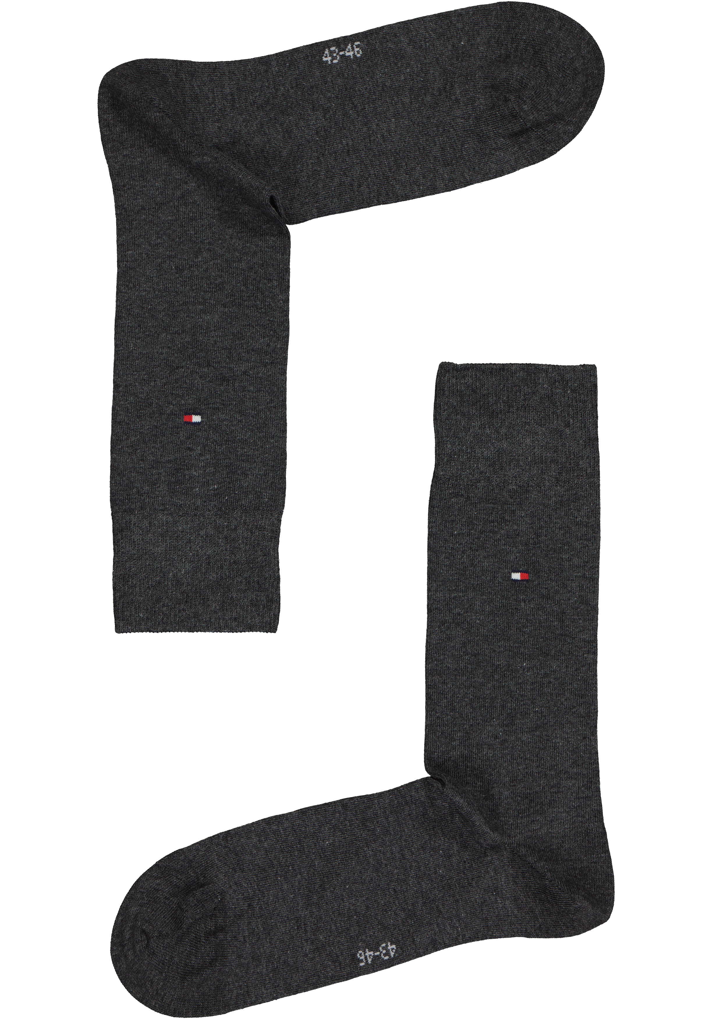 Tommy Hilfiger Check Socks (2-pack), herensokken katoen, geruit en uni, antraciet