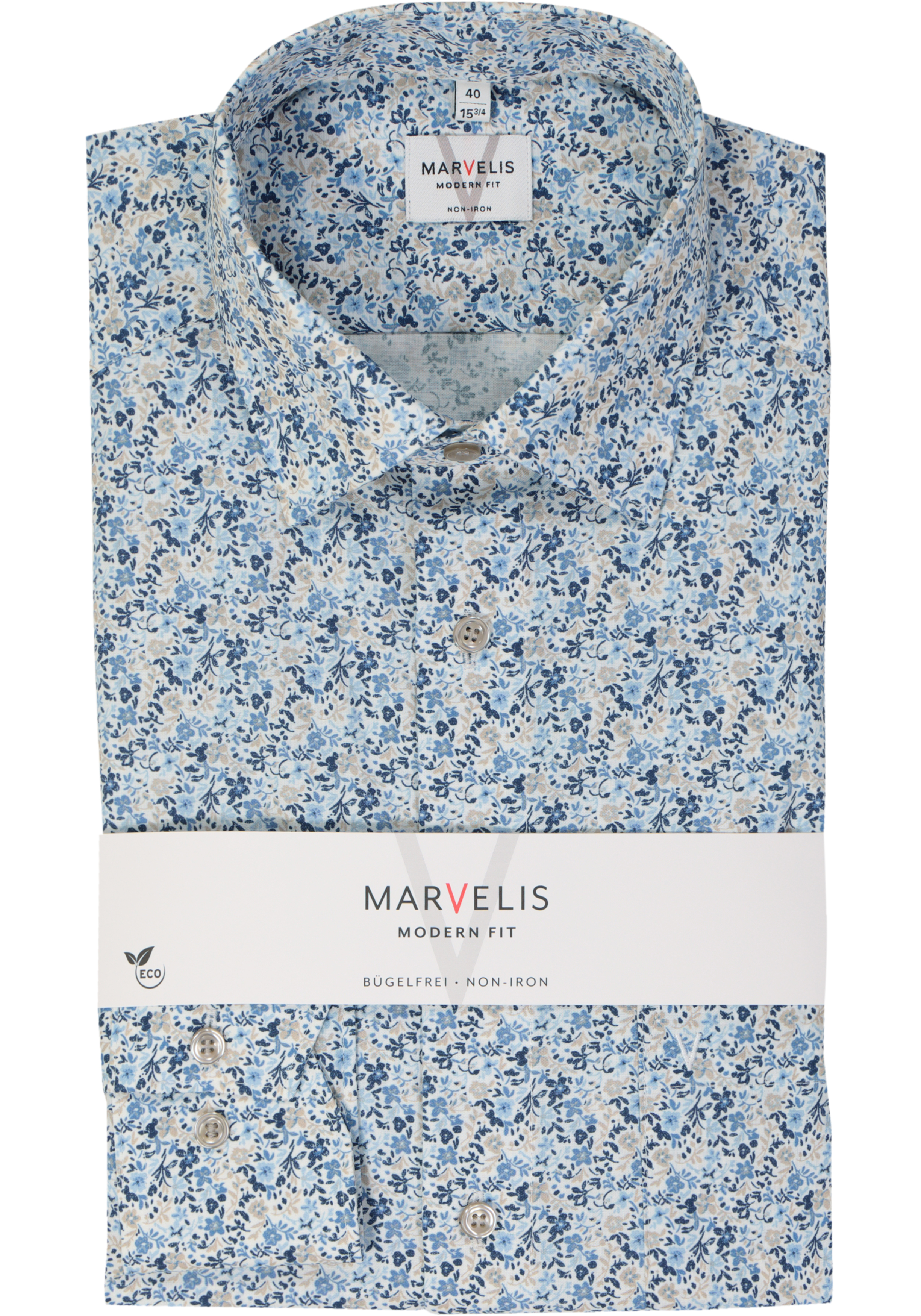 MARVELIS modern fit overhemd, popeline, lichtblauw dessin