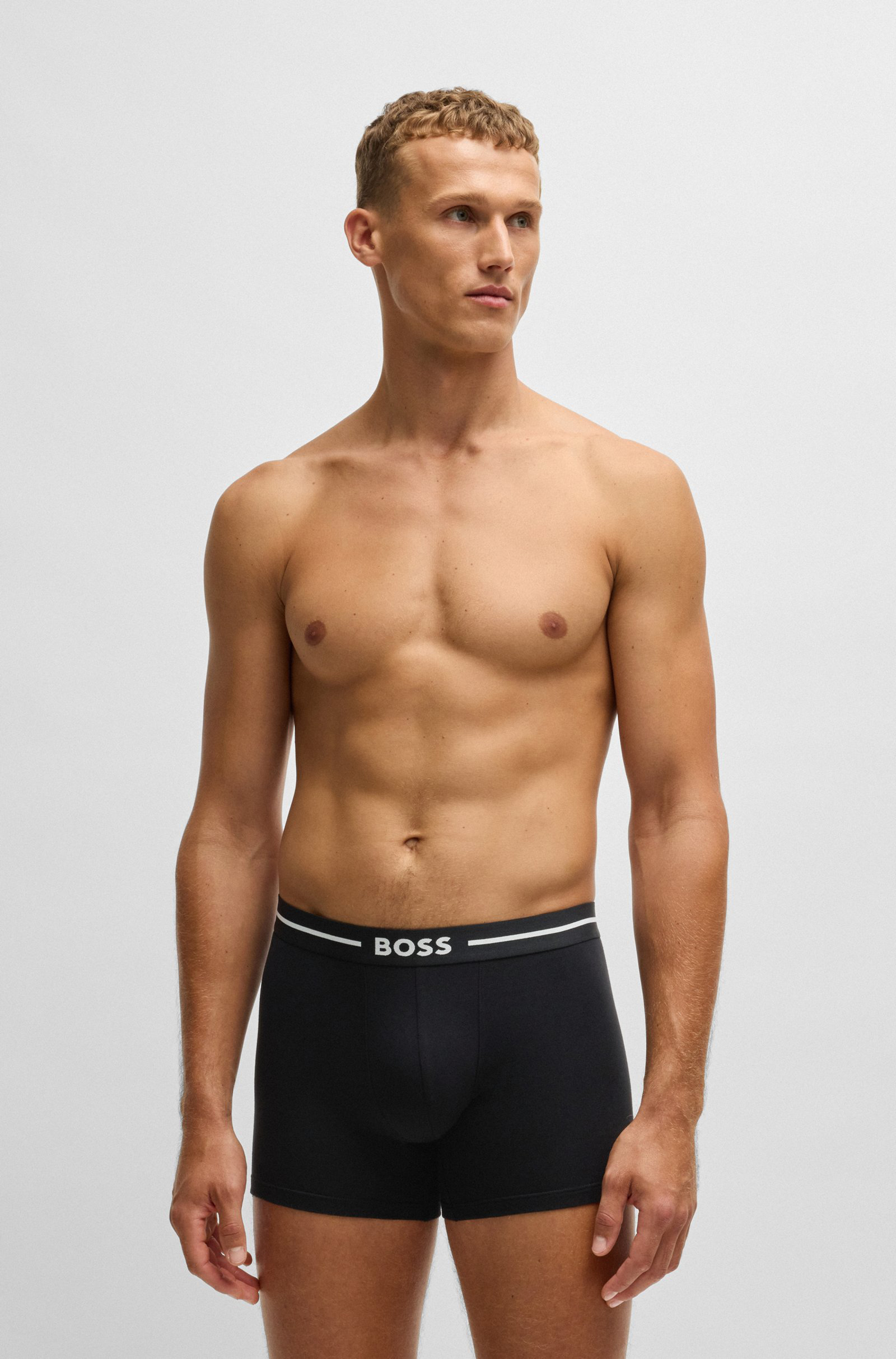 HUGO BOSS Bold boxer briefs (3-pack), heren boxers normale lengte, zwart met gekleurde tailleband