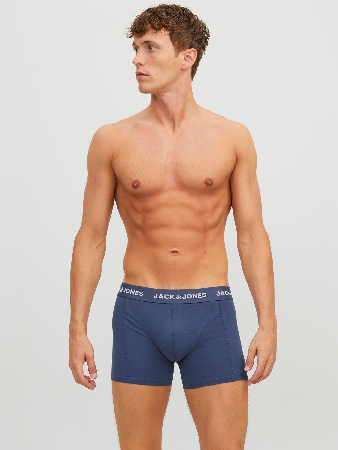 JACK & JONES Jackex trunks (3-pack), heren boxers normale lengte, donkergroen, blauw en oker