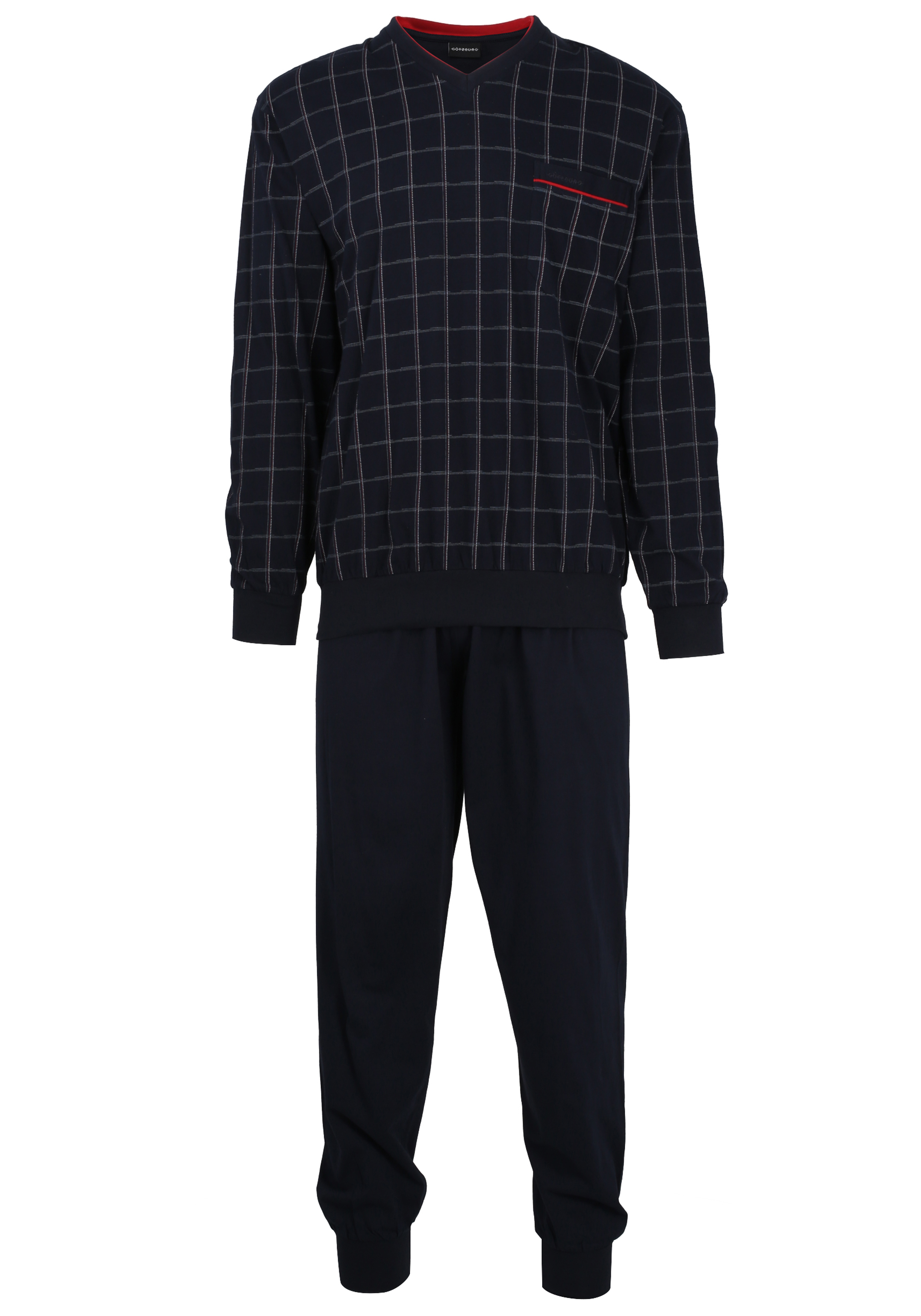 Gotzburg heren pyjama, blauw met rood en wit geruit