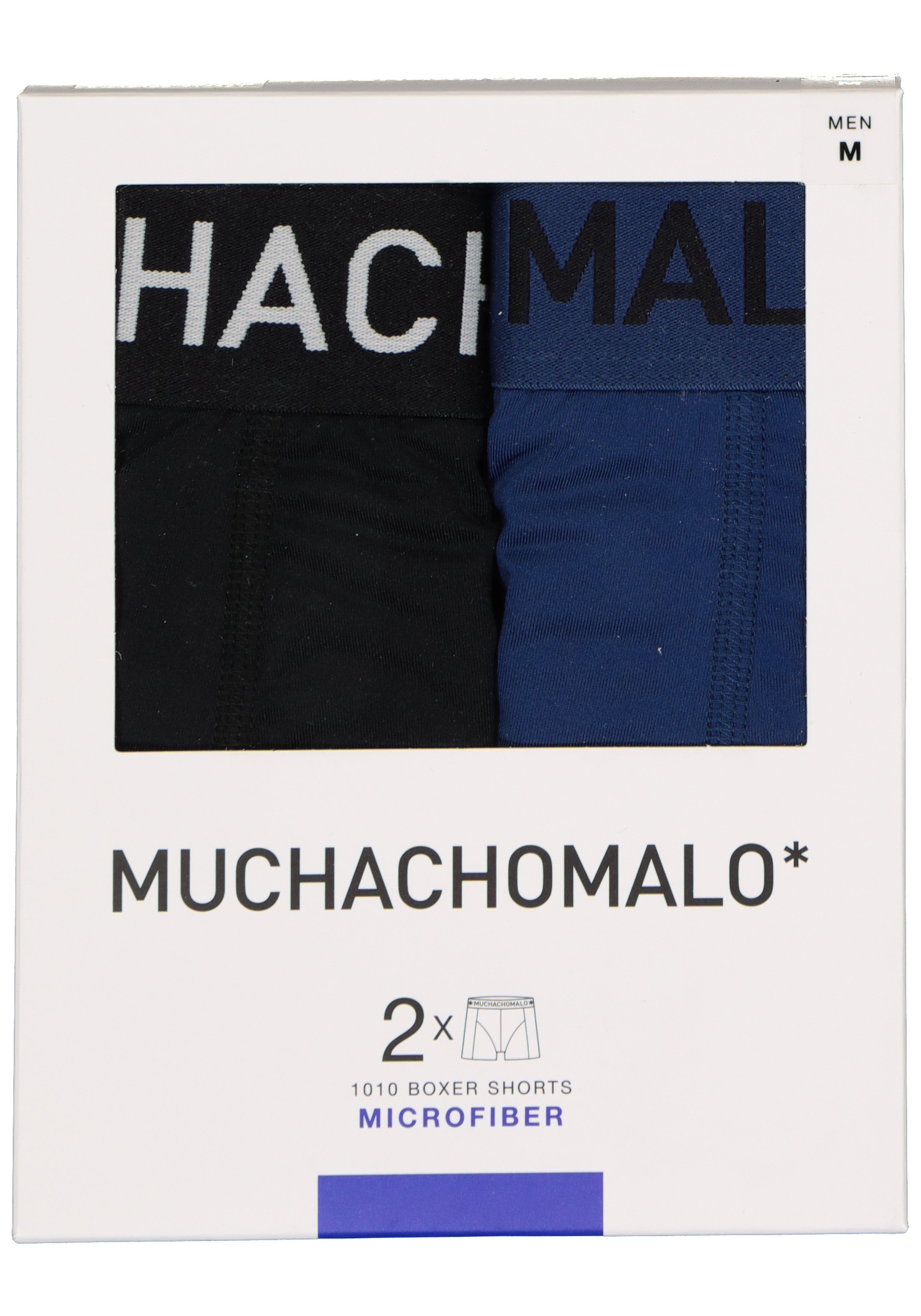 Muchchomalo microfiber boxershorts (2-pack), heren boxers normale lengte, zwart en blauw