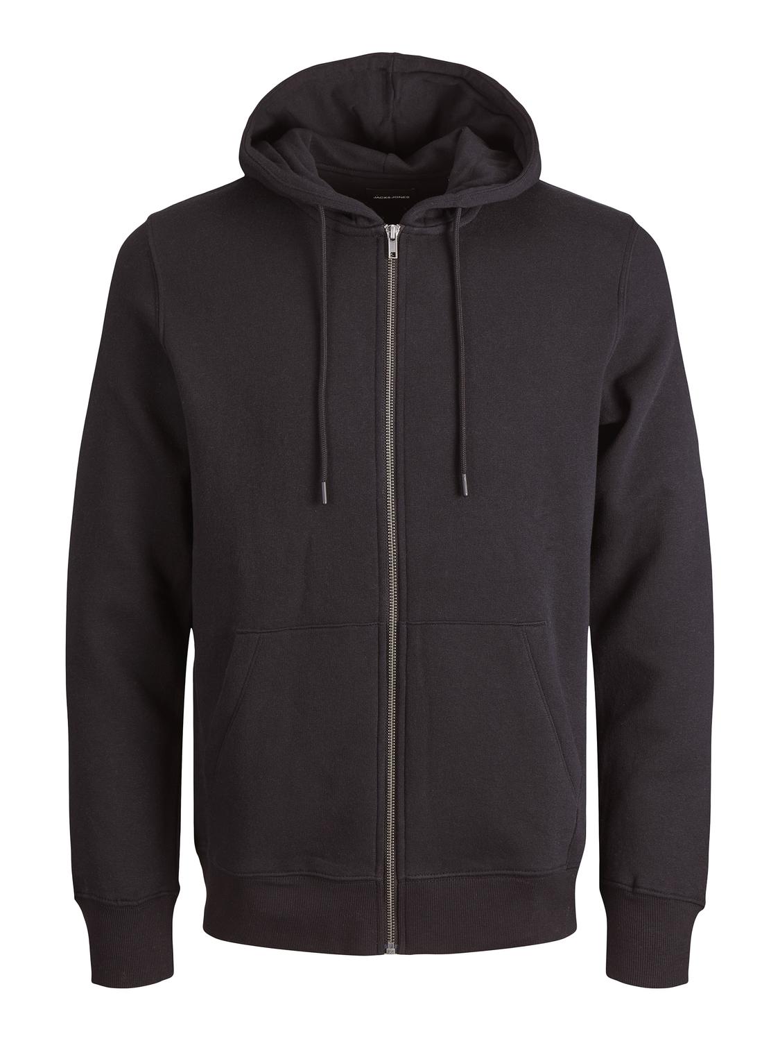 JACK & JONES Bradley sweat zip hood regular fit, heren sweatvest katoenmengsel met capuchon, donkerbruin