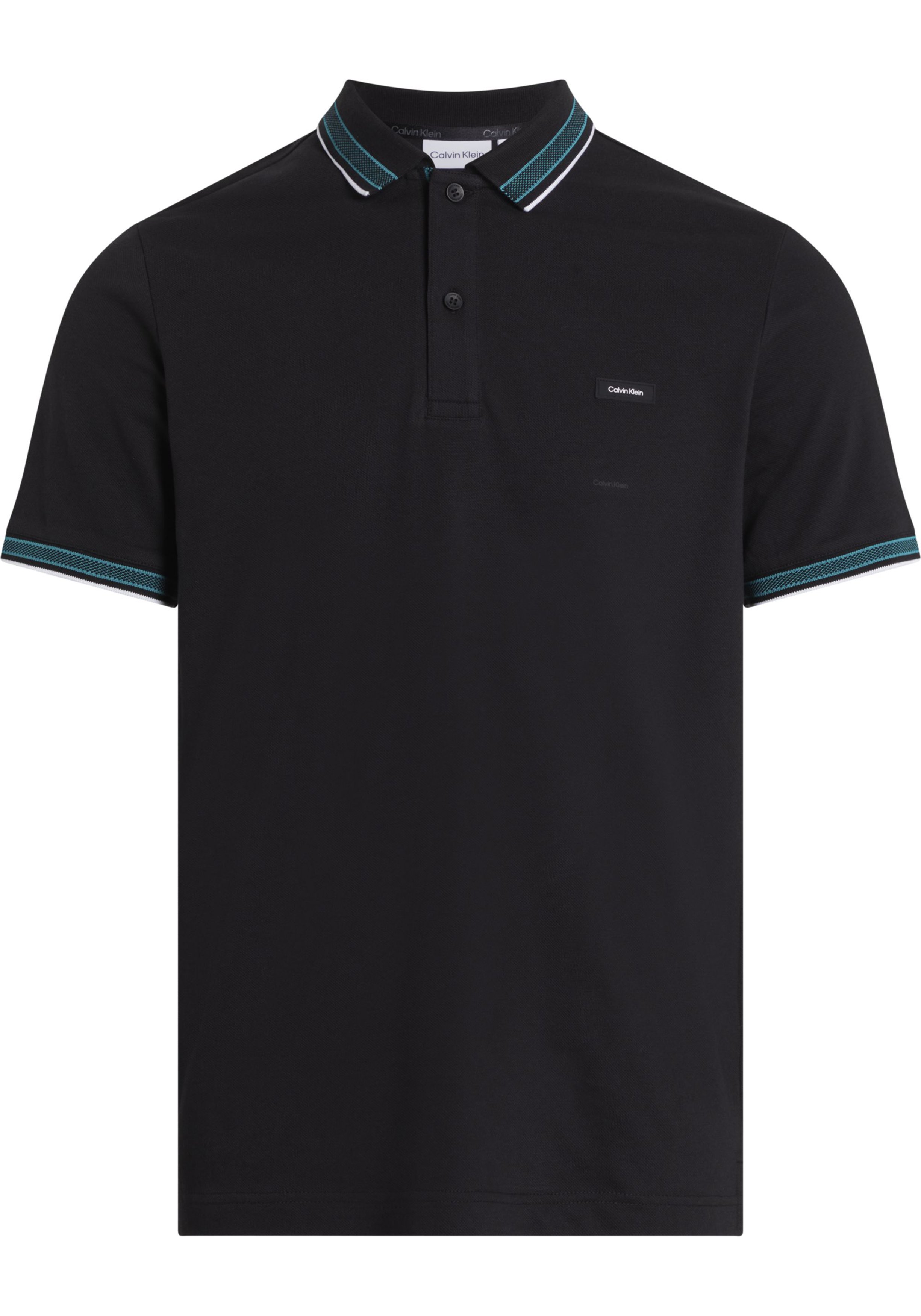 Calvin Klein Stretch Pique Multi Tipping Slim Polo, heren poloshirt, zwart