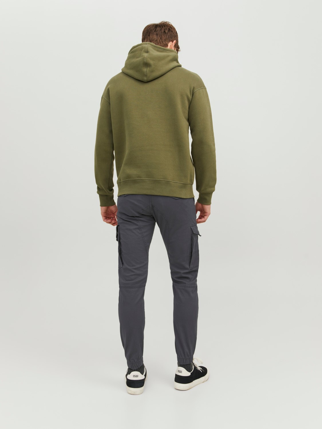 JACK & JONES Paul Lake Cargo loose fit, heren cargo broek, donkergrijs