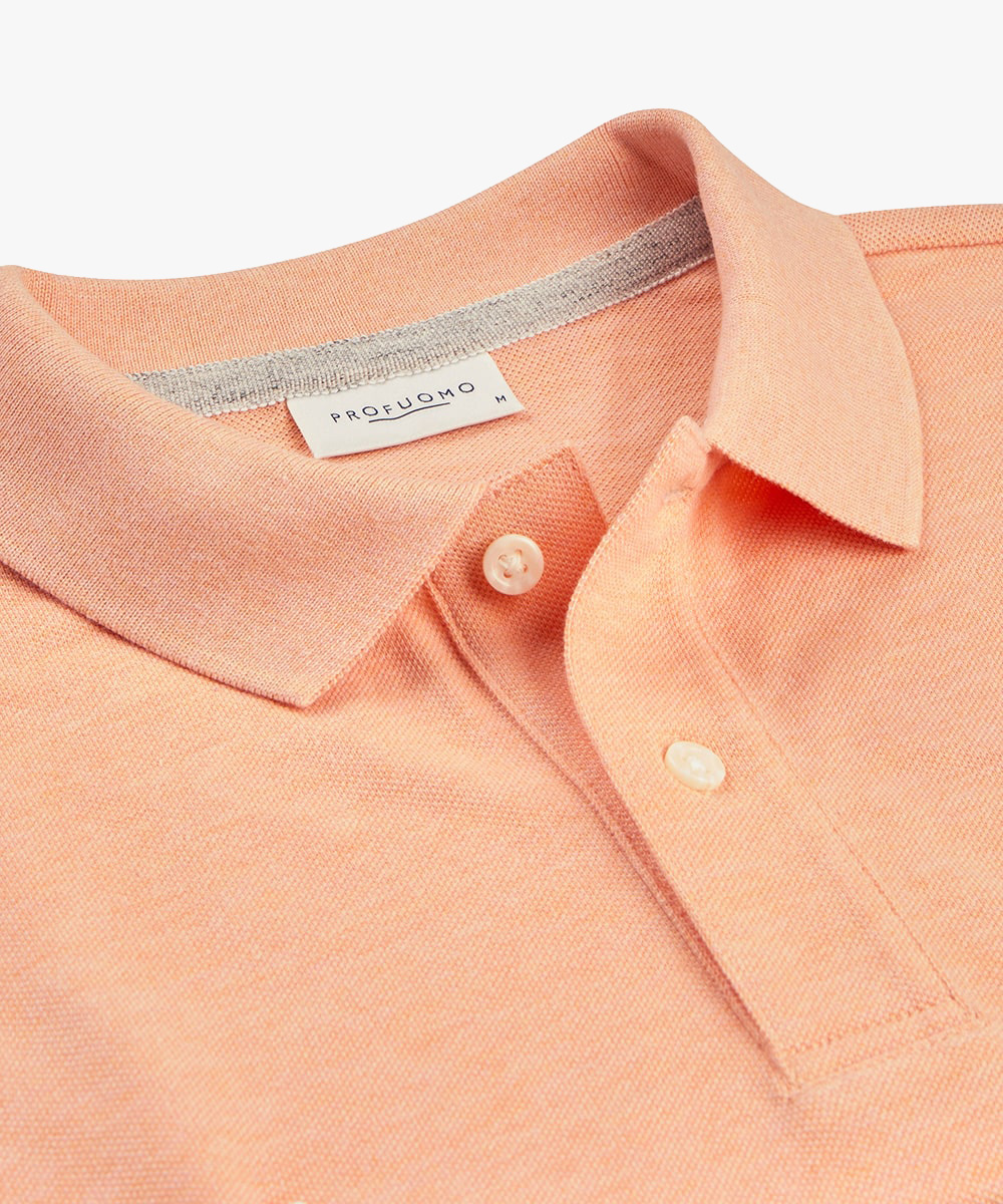 Profuomo slim fit heren polo, zalm roze