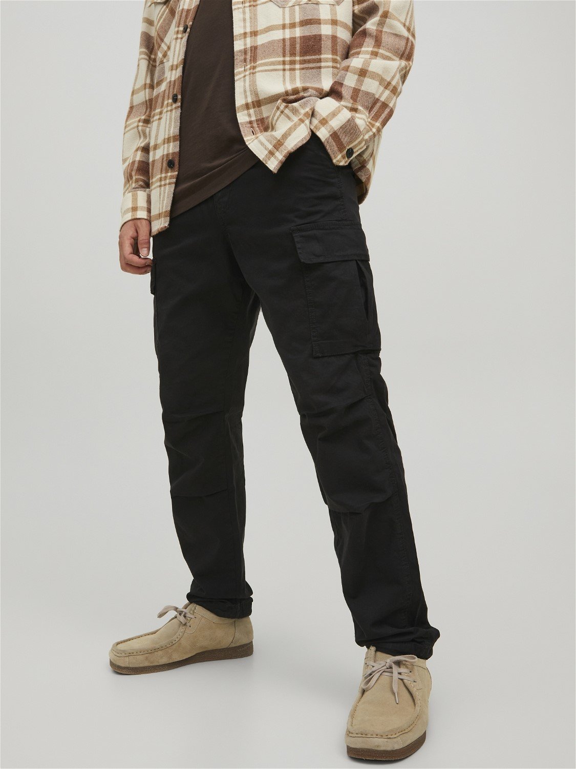 JACK & JONES Ace Tucker Cargoa loose fit, heren cargo broek, zwart