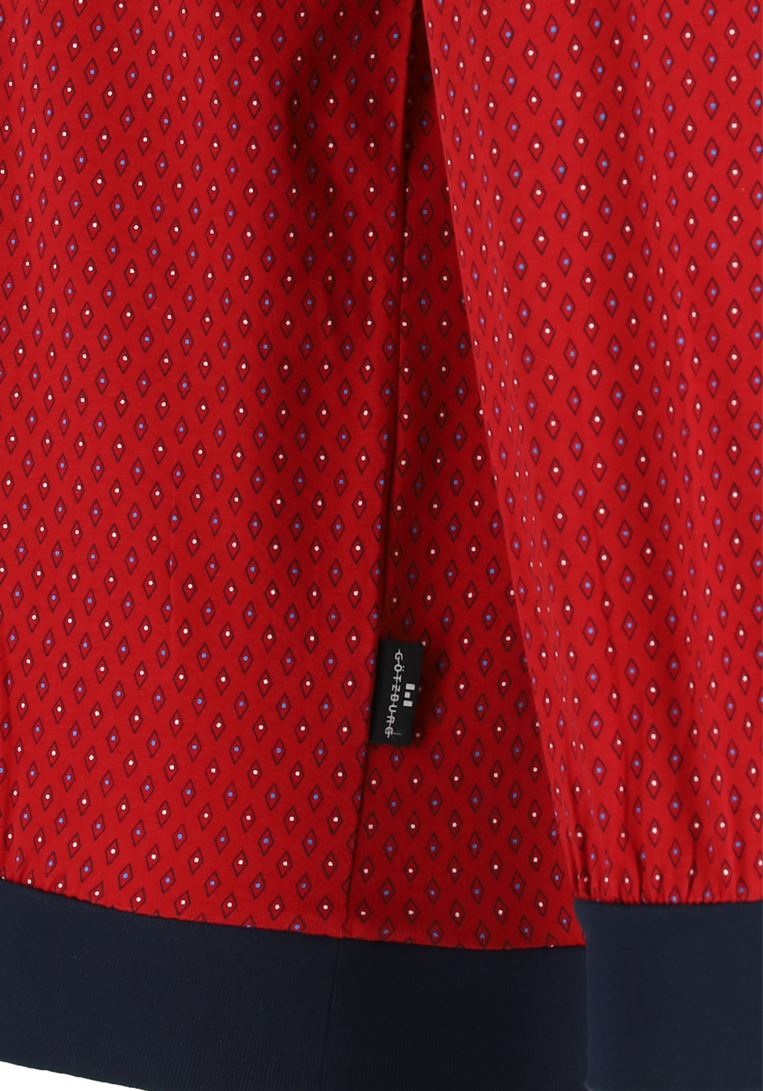 Gotzburg heren pyjama, V-hals, rood met blauw en wit dessin