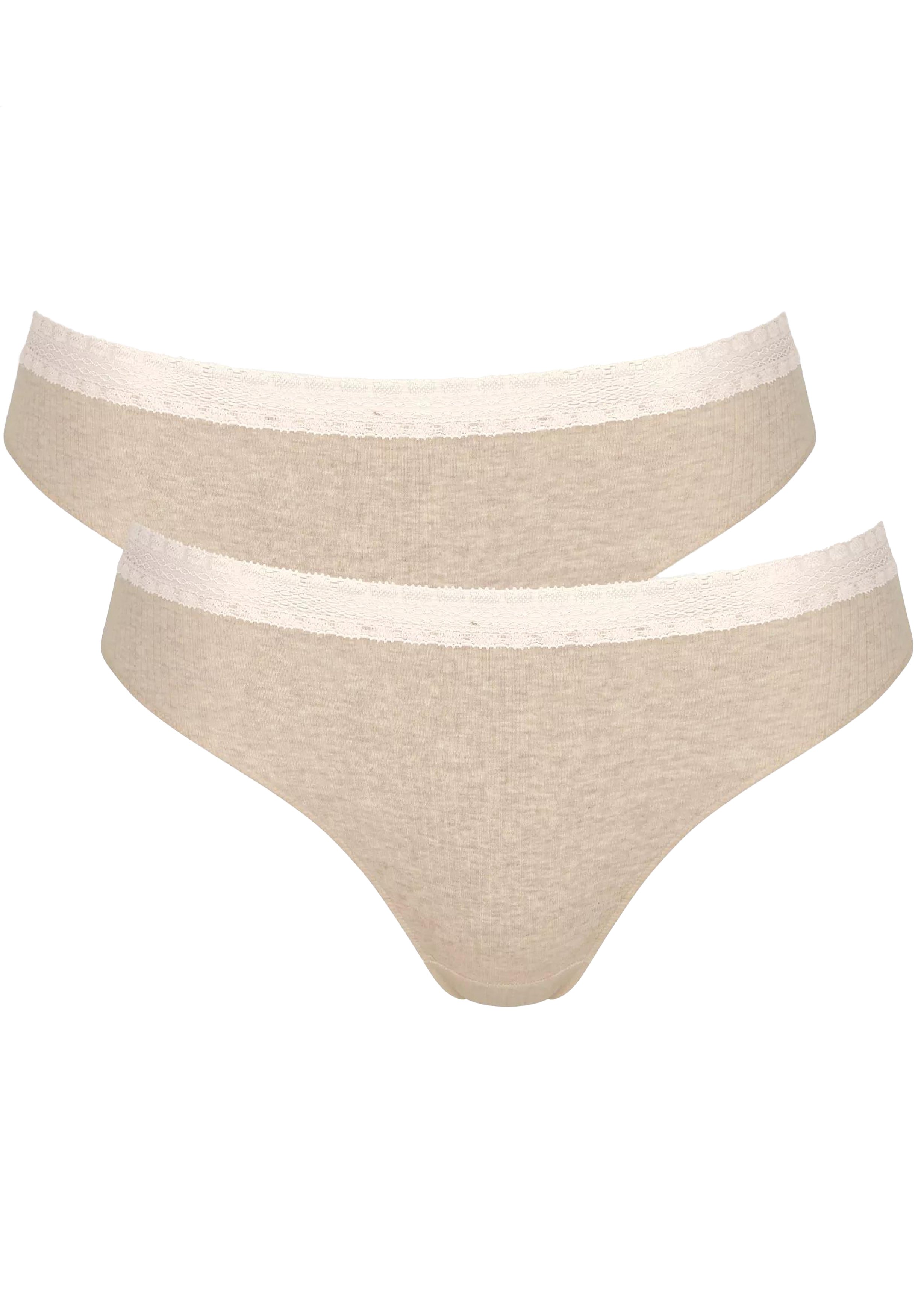 Sloggi Women GO Ribbed R Tai (2-pack), dames slip, beige melange