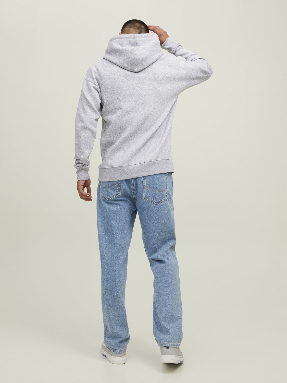 JACK & JONES Star basic sweat hood regular fit, heren hoodie katoenmengsel met capuchon, lichtgrijs melange