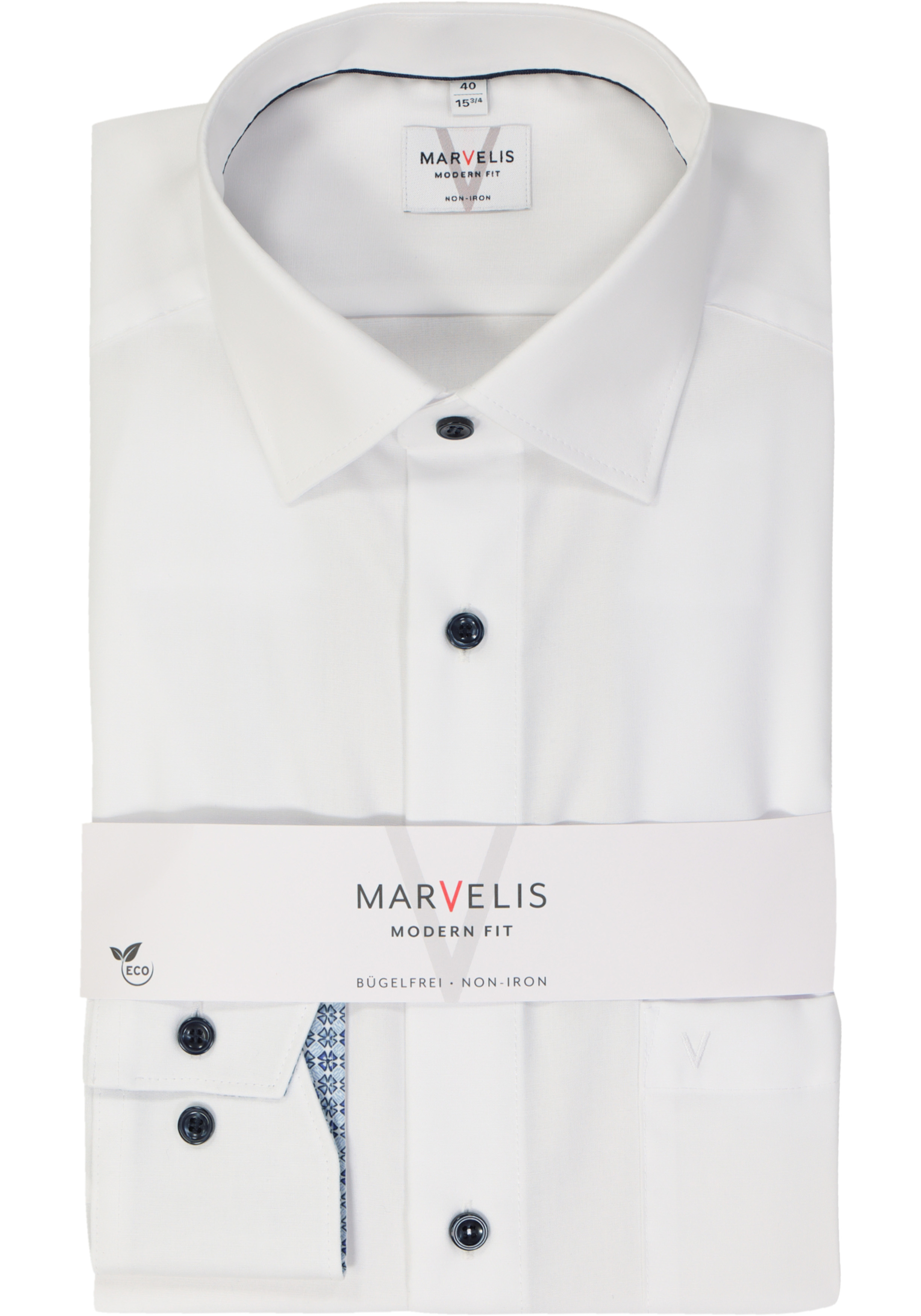 MARVELIS modern fit overhemd, fil a fil, wit