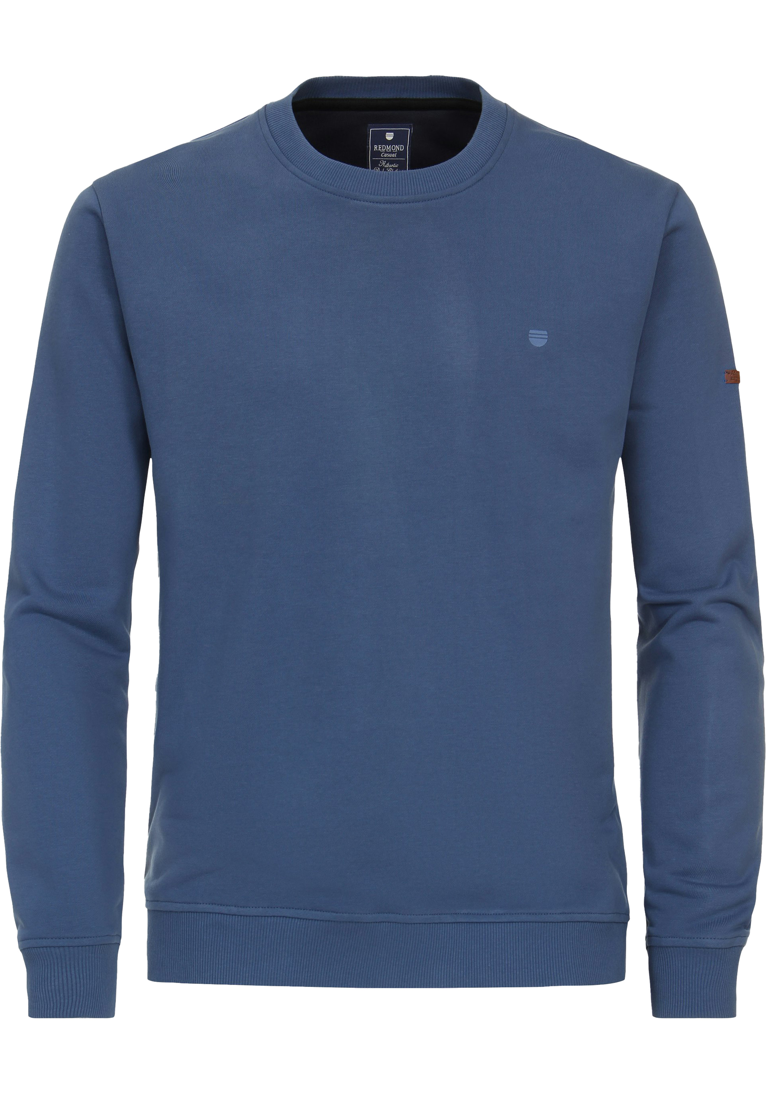 Redmond heren sweatshirt sweatstof, O-hals, blauw (middeldik)