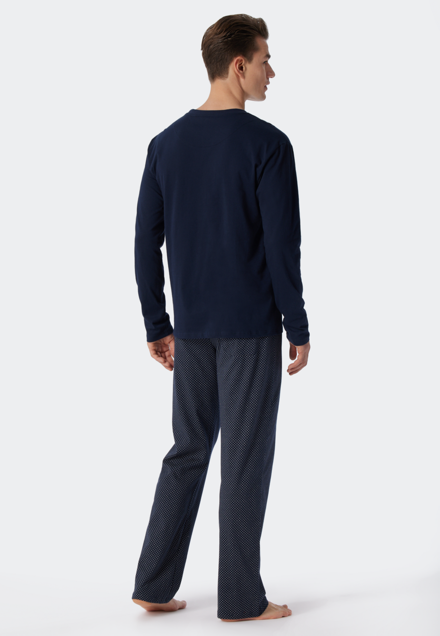 SCHIESSER Ebony pyjamaset, heren pyjama lang jersey blauw