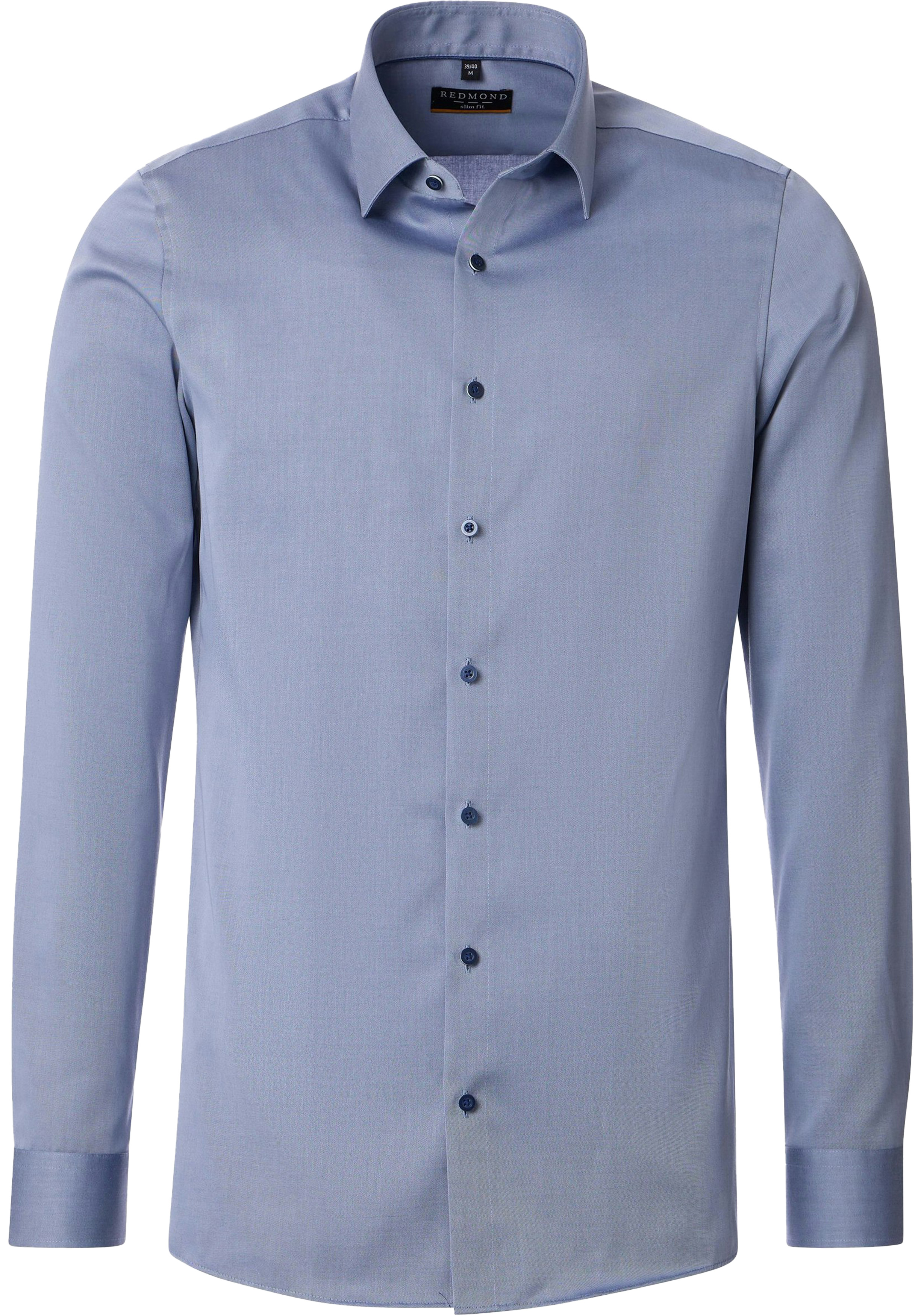 Redmond slim fit overhemd, popeline, blauw